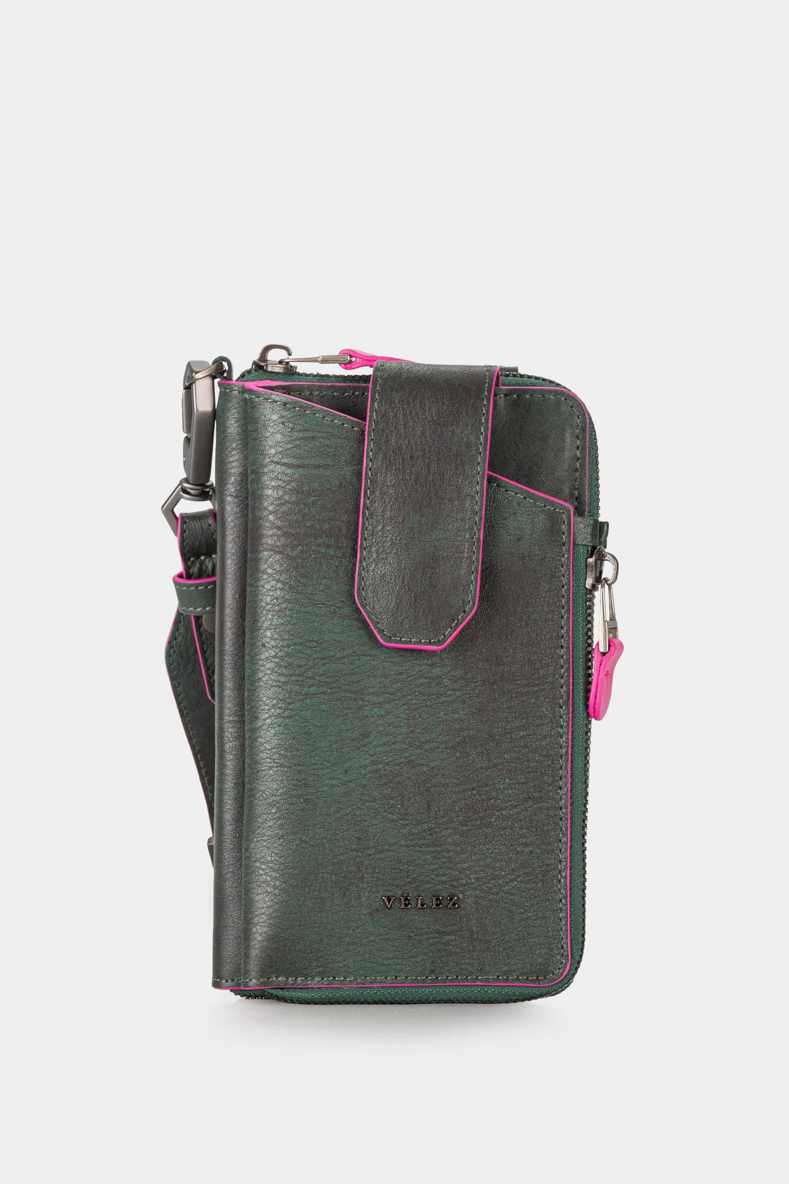 Women’s Ibiza Zip-Around Wallet in Leather with Contrast Dye and Seatbelt-Style Strap
