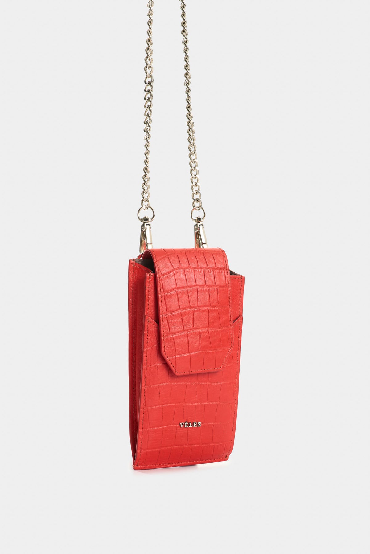Embossed leather phone holder for women Serpia