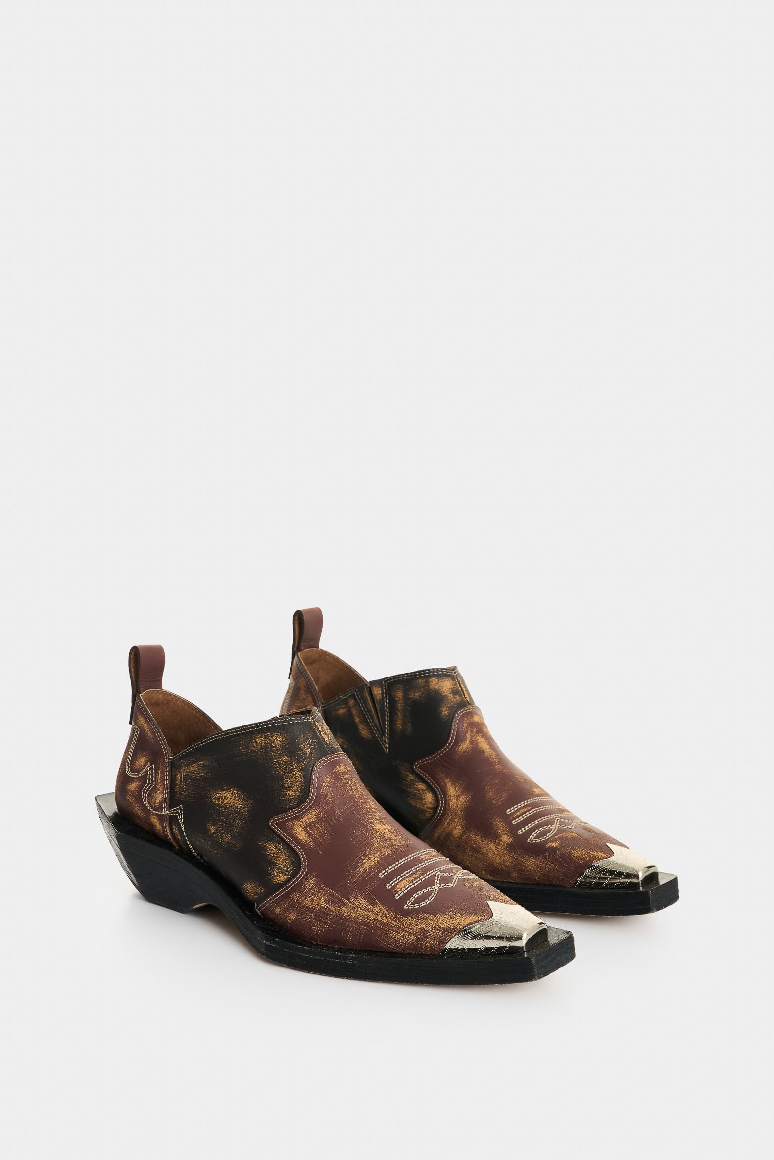 Women's Western Leather Mule Booties