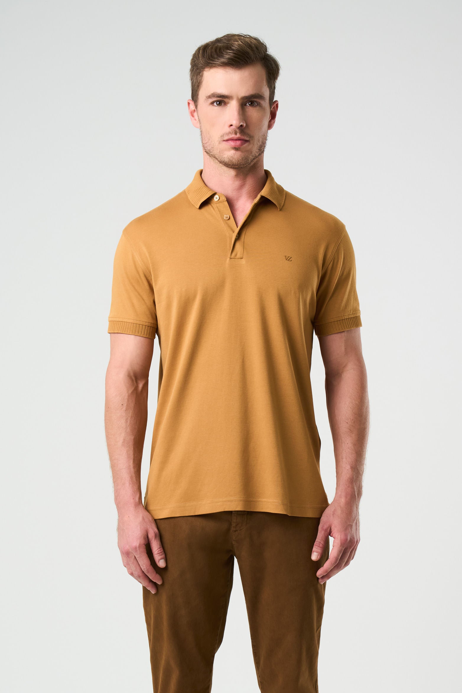 Alcor Short-Sleeve Polo for Men Ribbed Detail