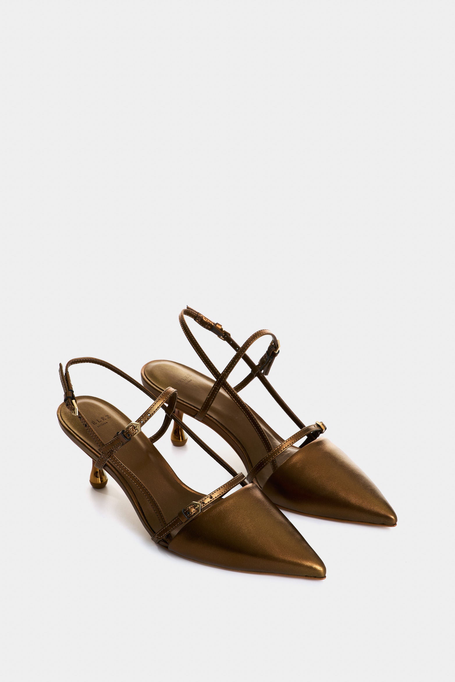 Brielle closed-toe heels in folia leather for women glossy finish