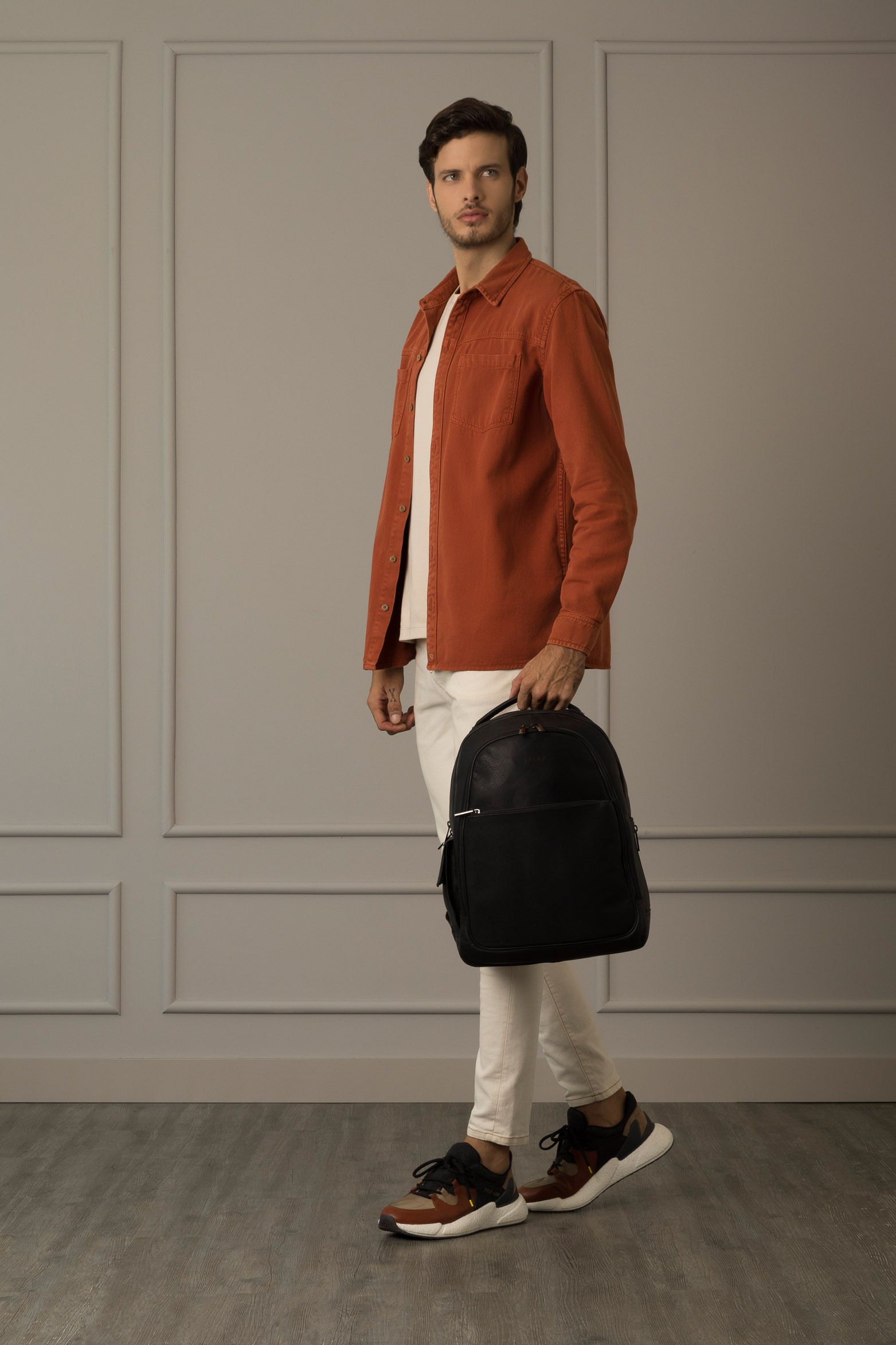 Tropical Leather Backpack in Black