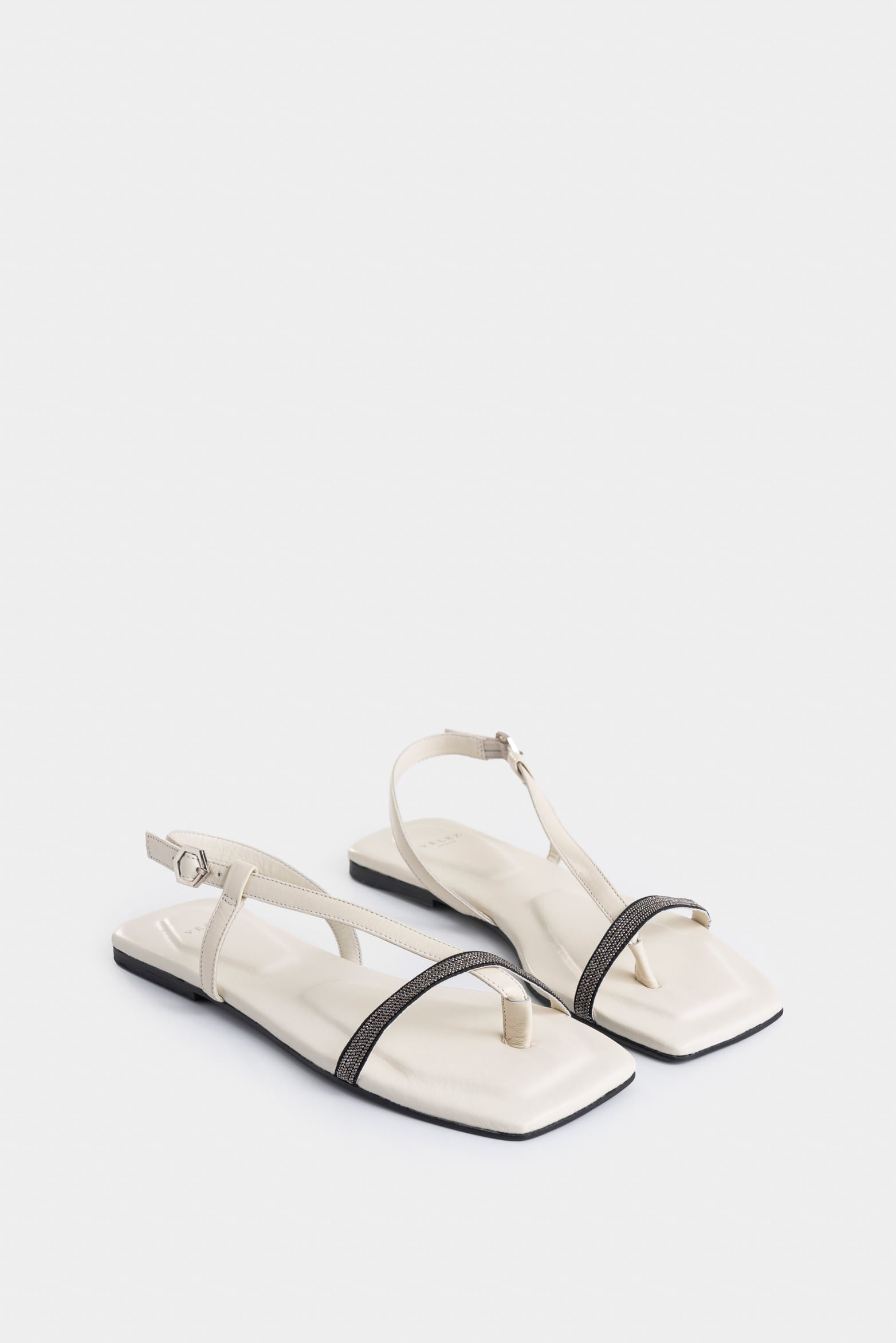 Sirio Flat Leather Sandals for Women with Millaré Detail