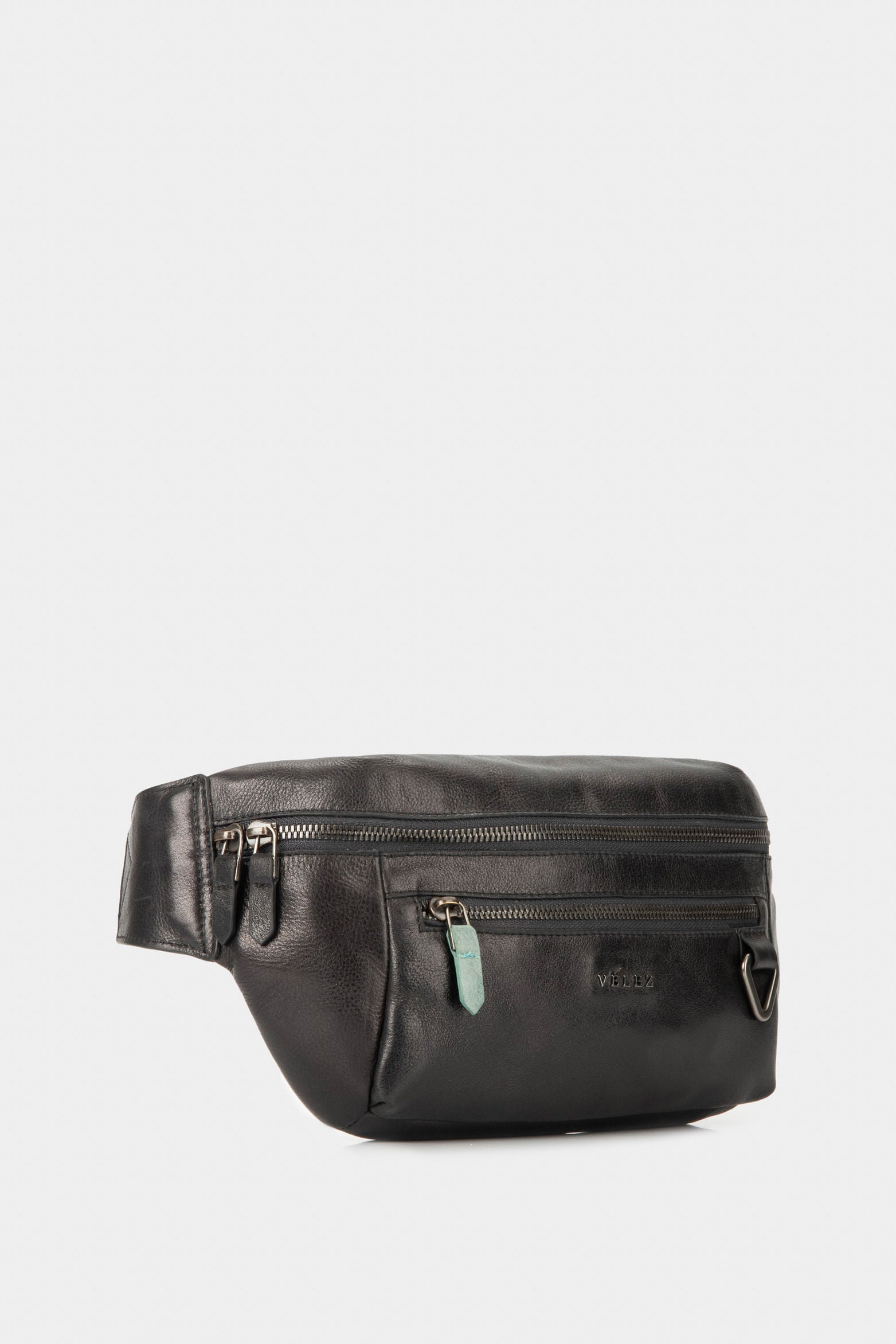 Tivoli Leather Fanny Pack for Men with Nylon Strap Black