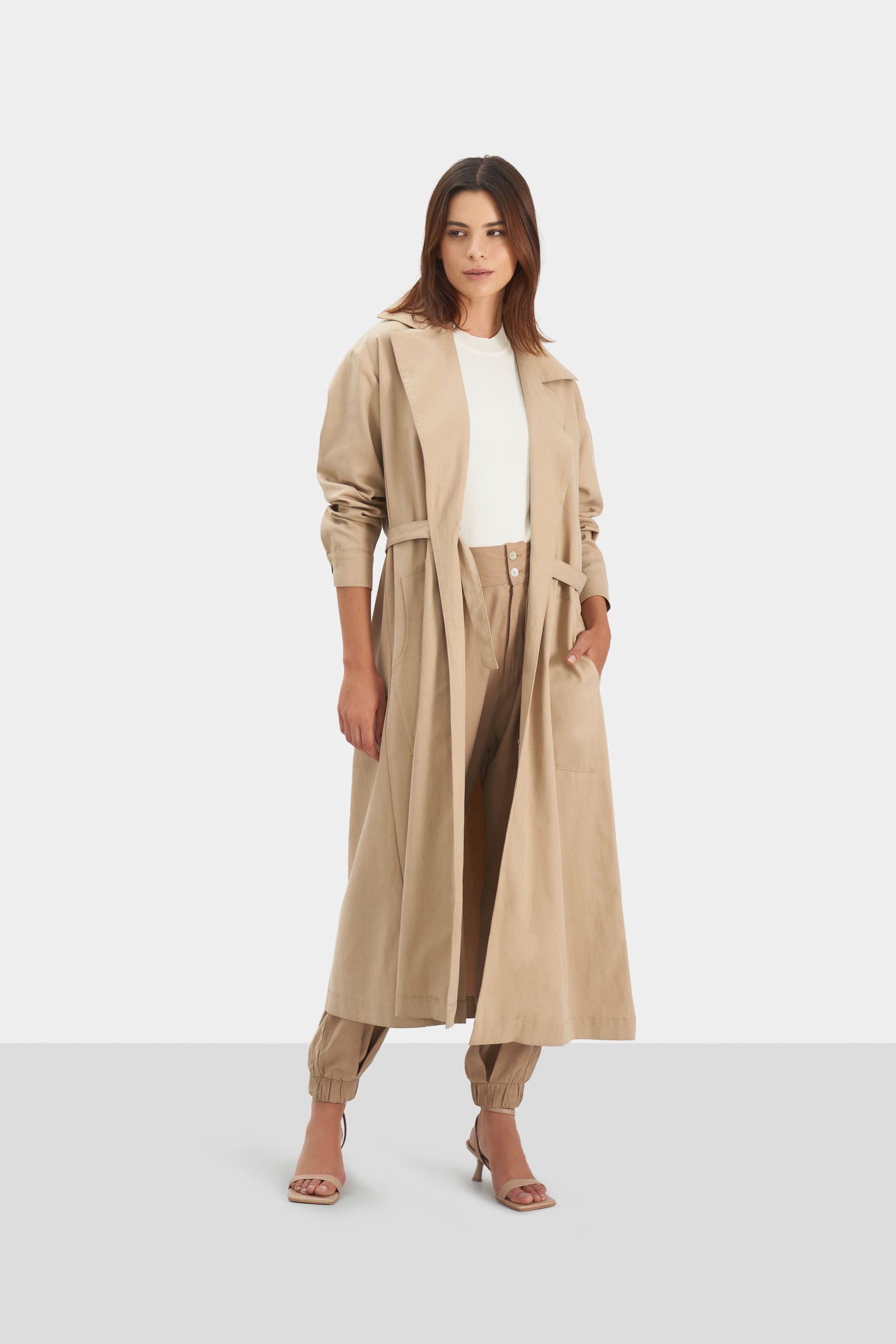 Women’s Florence Overcoat in Khaki with Oversized Pockets