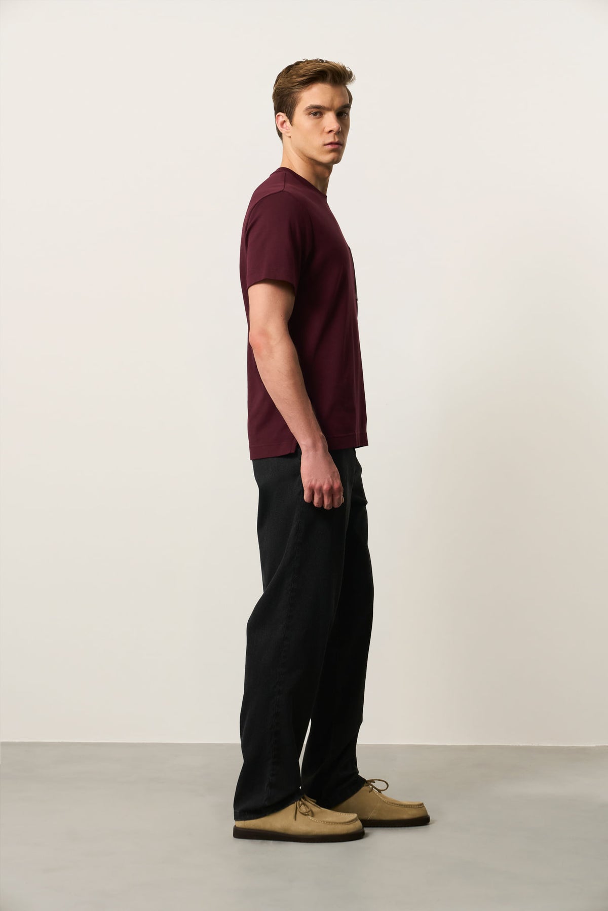Men's Cotton T-Shirt with Leather Pocket