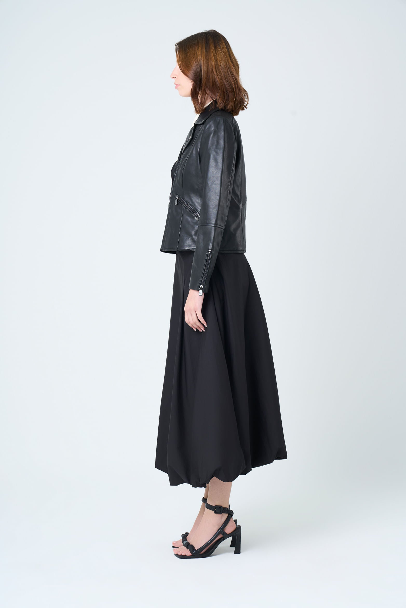 Island Biker Jacket in Leather for Women, Fitted