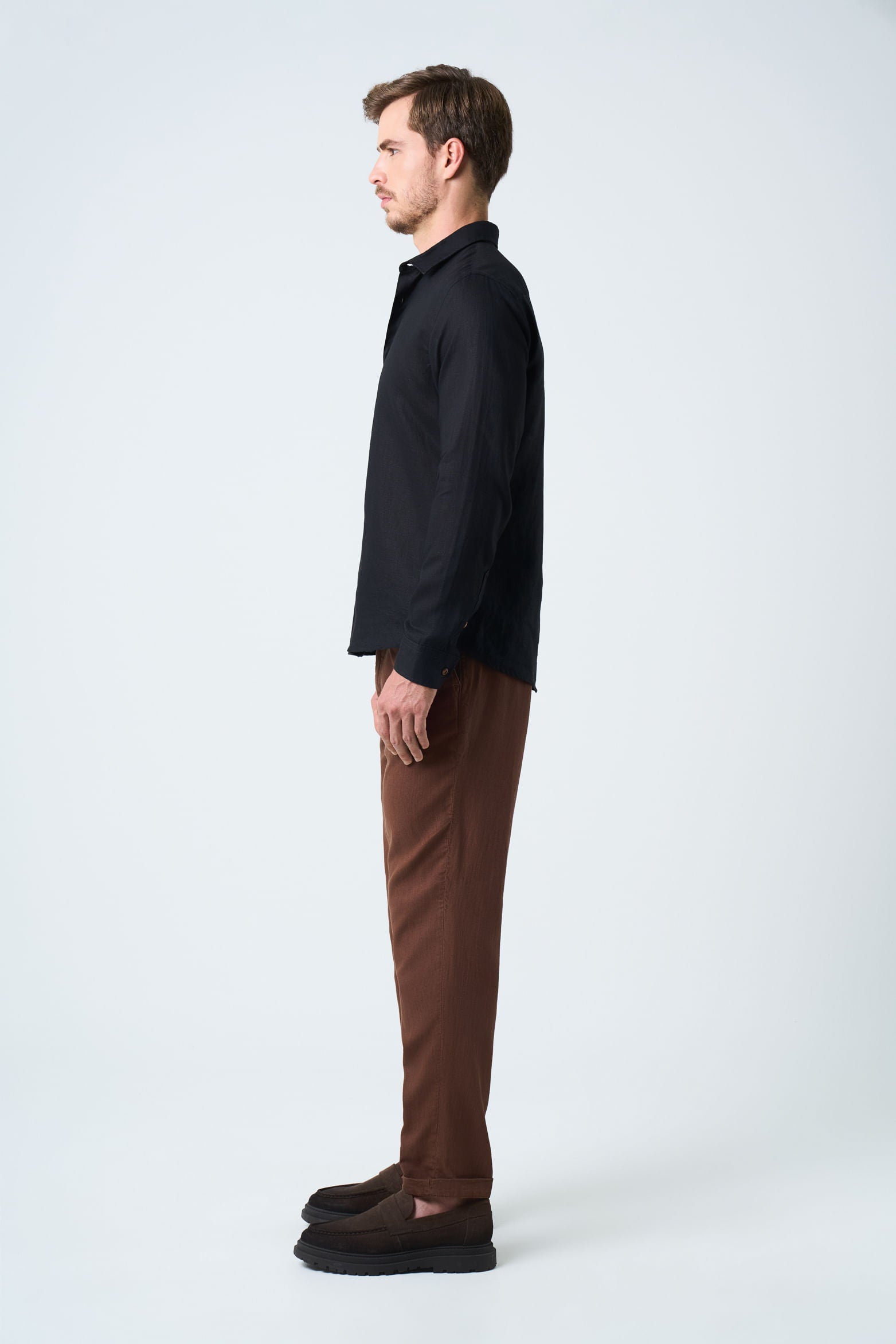 Men's Semi-Fitted Long Sleeve Linen Shirt