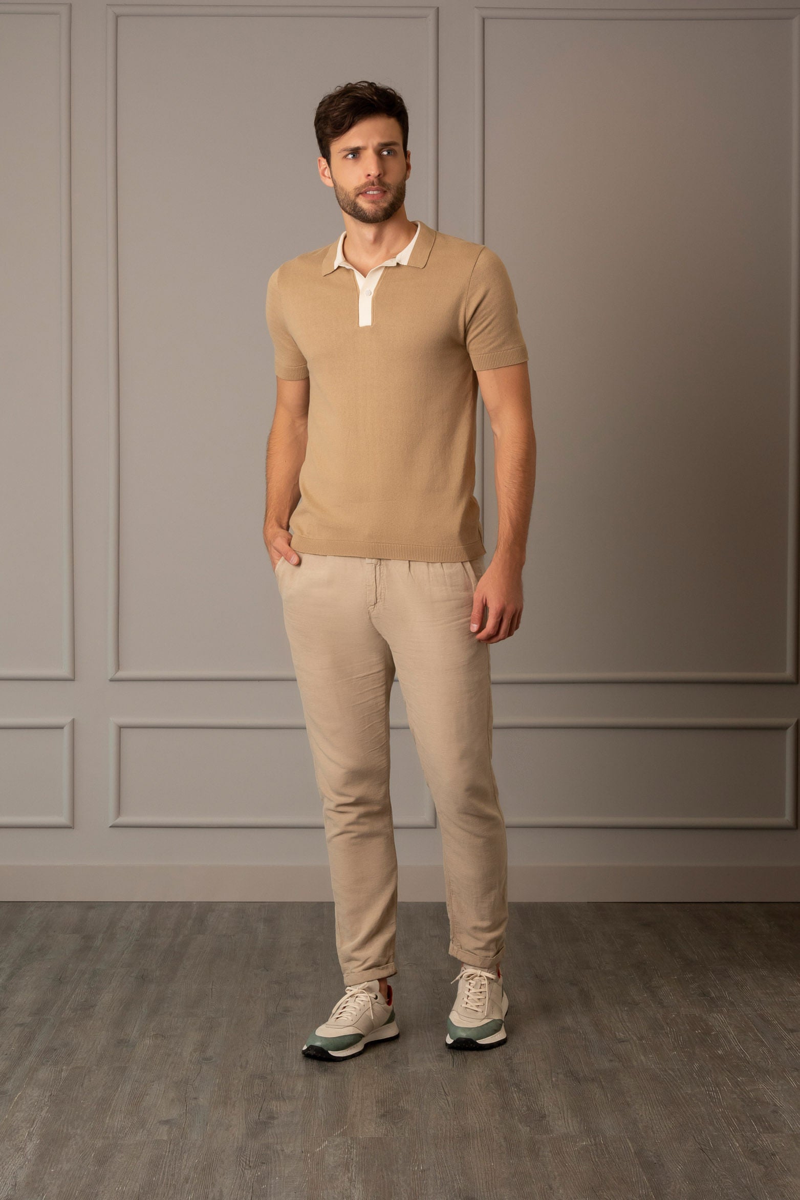 Men`s Semi-fitted Lirio Polo Sand