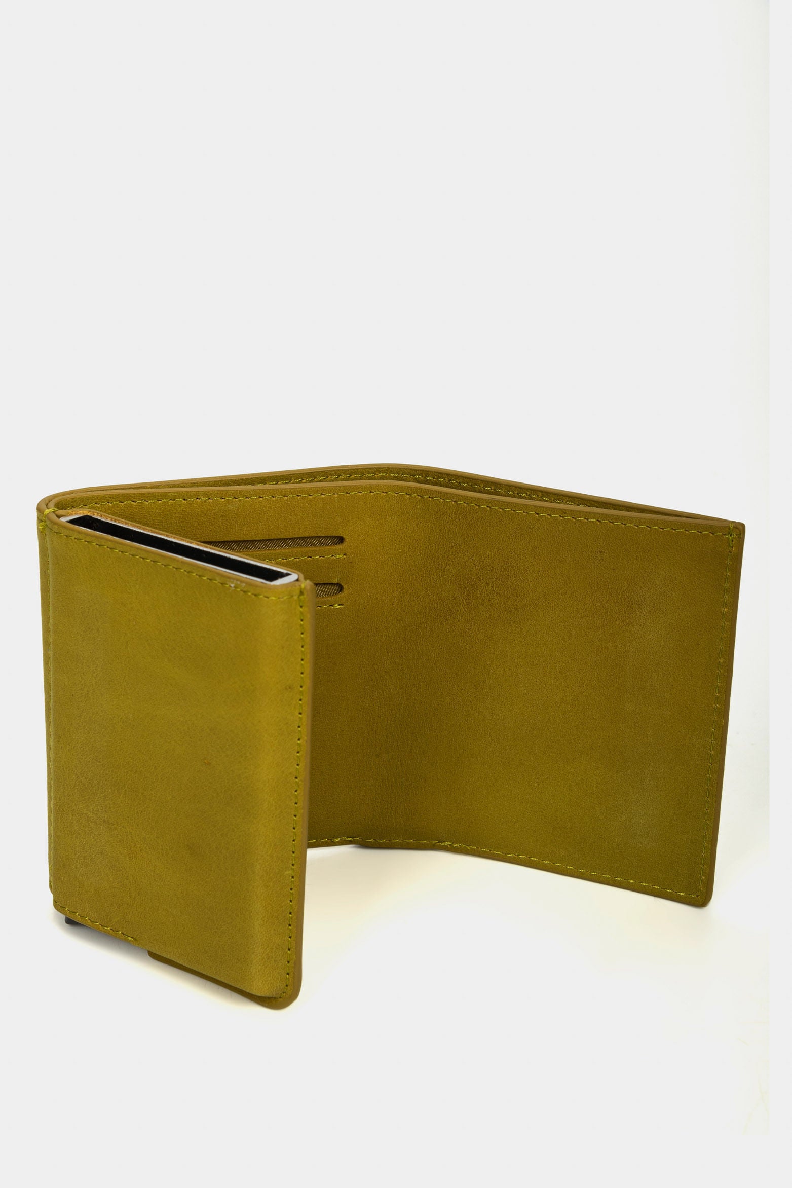 Garry Tech Leather Card Holder in Lime