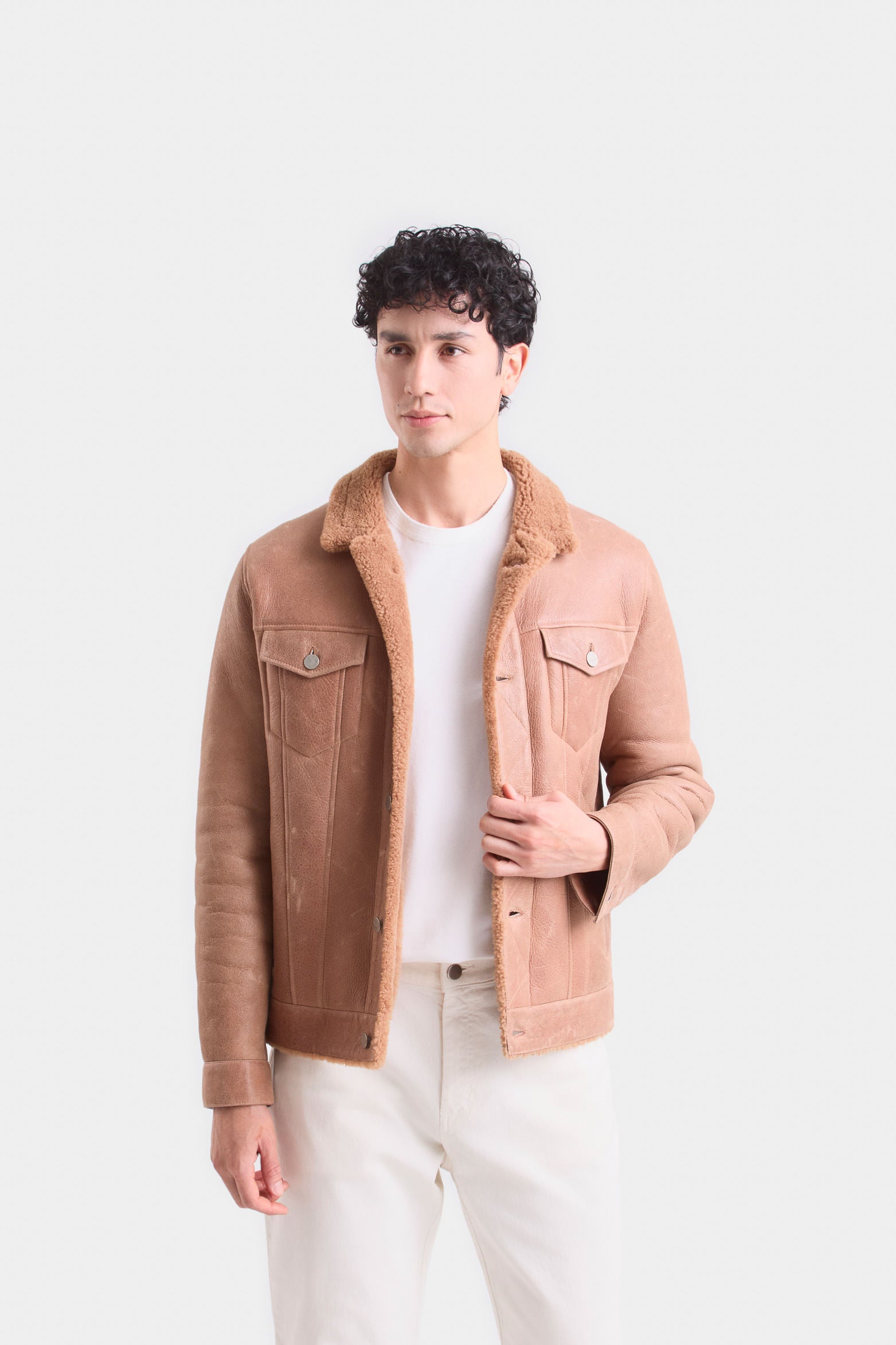 Ebro Leather Jacket for Men with Truckerilhouette Honey