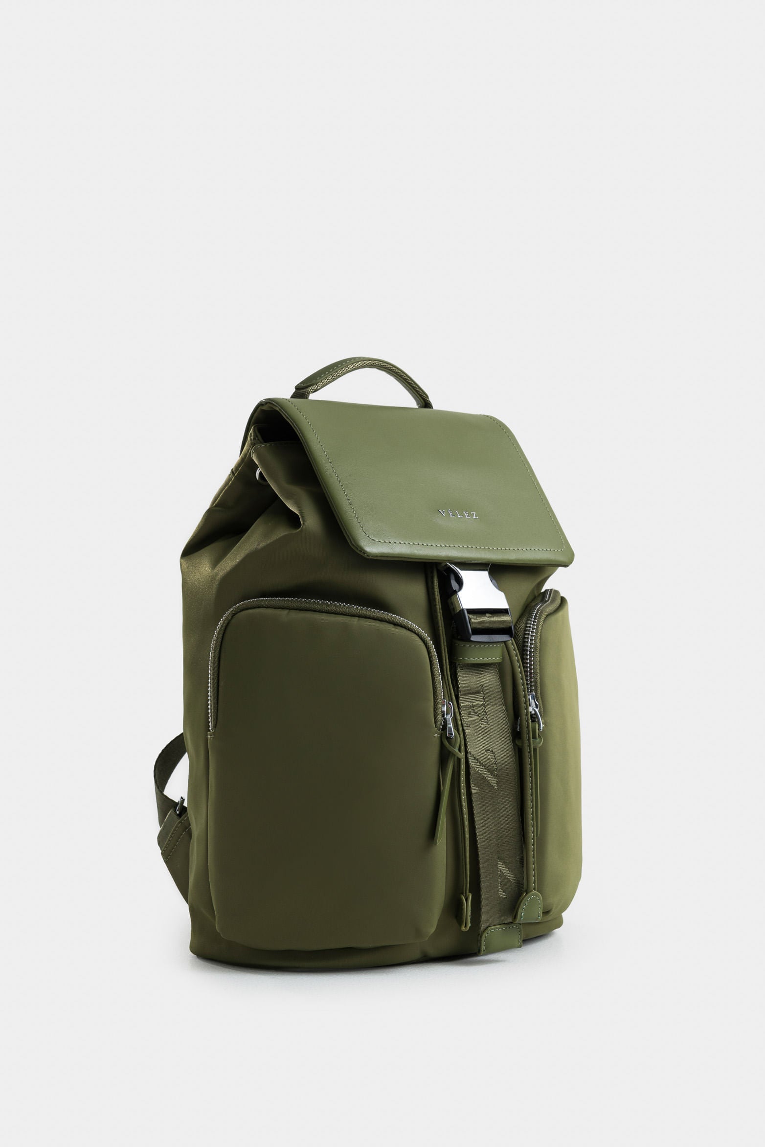 Ibiza Canvas and Leather Backpack with Green Clasp for Women