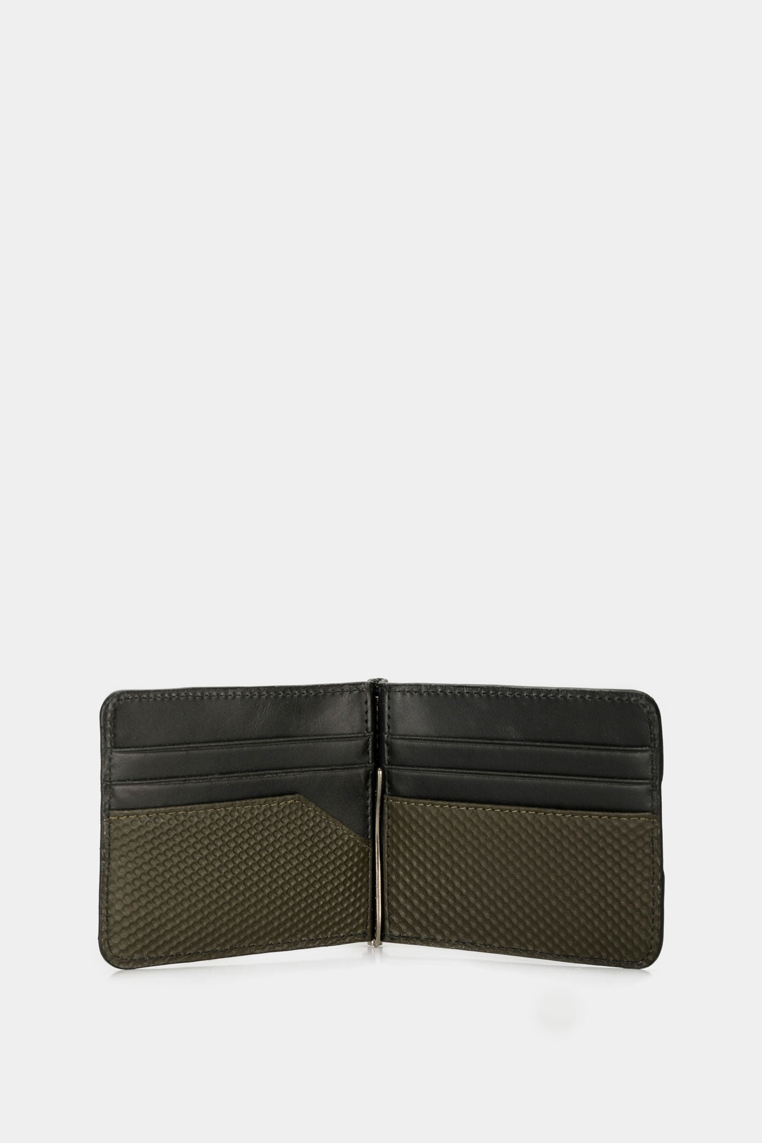 Contrast Leather Card Holder in Black