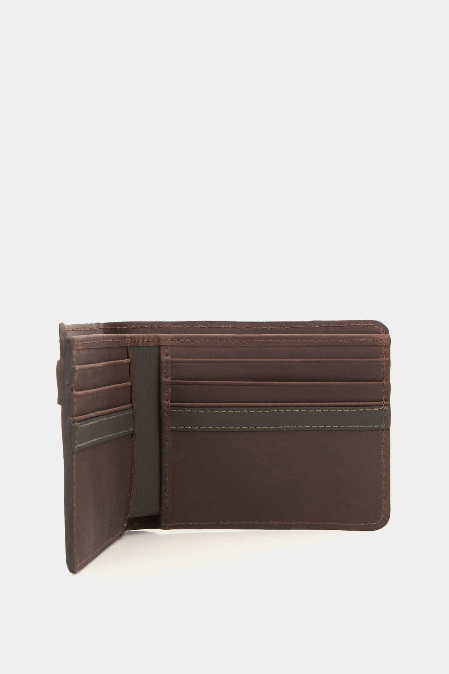 Contrast Leather Wallet in Brown