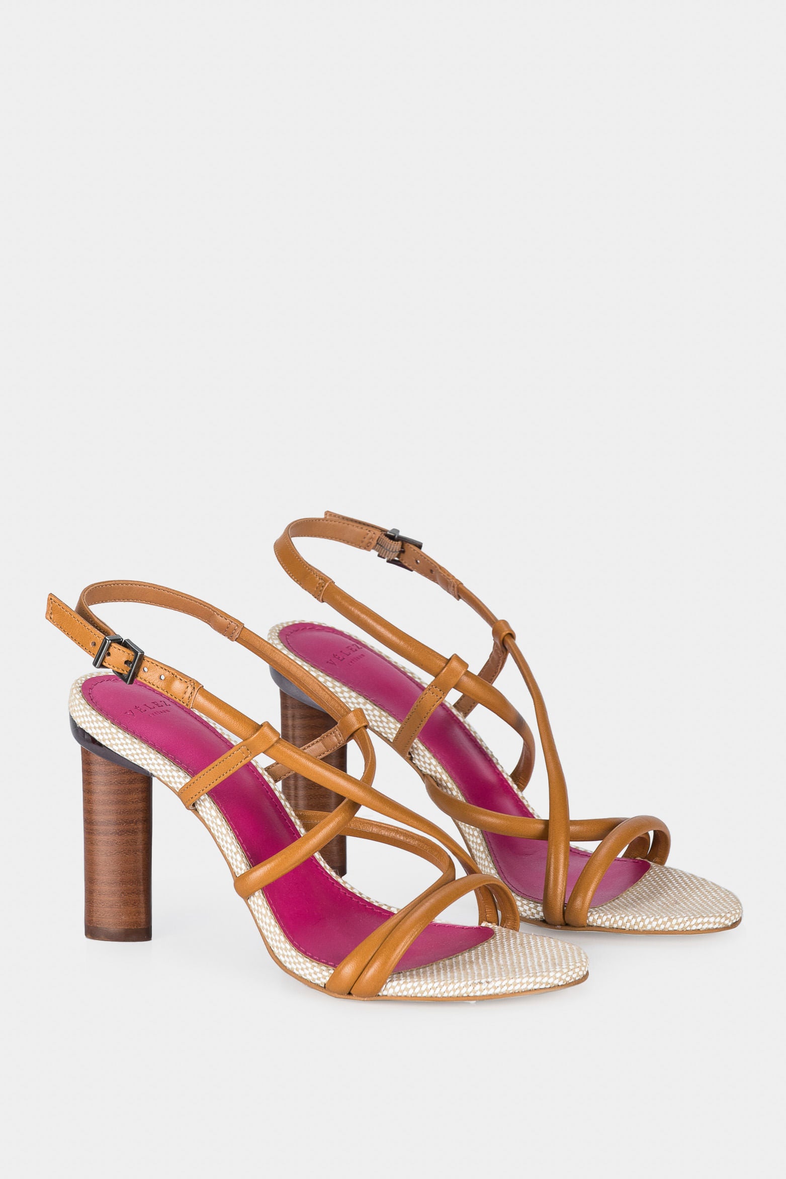 Women’s Daca Heeled Sandals in Honey Leather with Seamless Straps