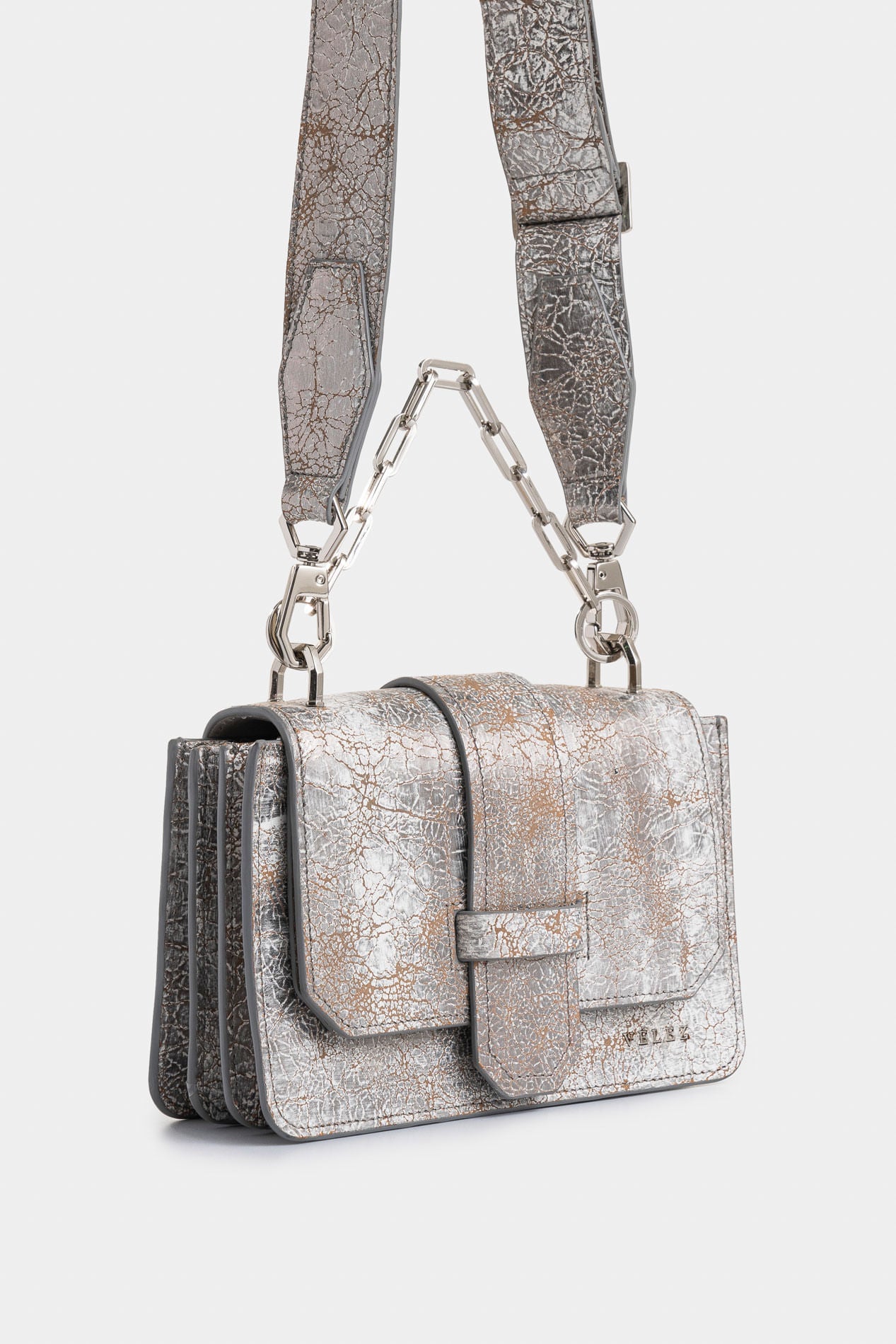 Garniel leather crossbody bag for women with crackled effect