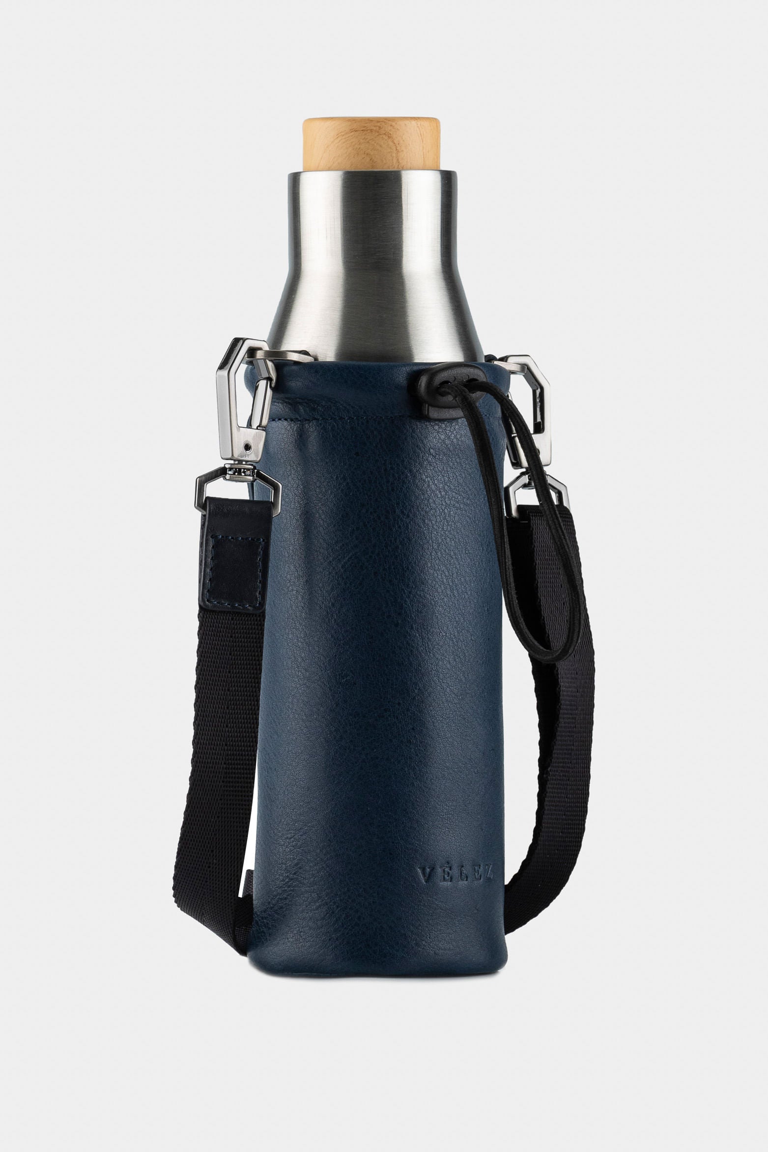 Brunei Leather Bottle Holder with Metallic Thermos