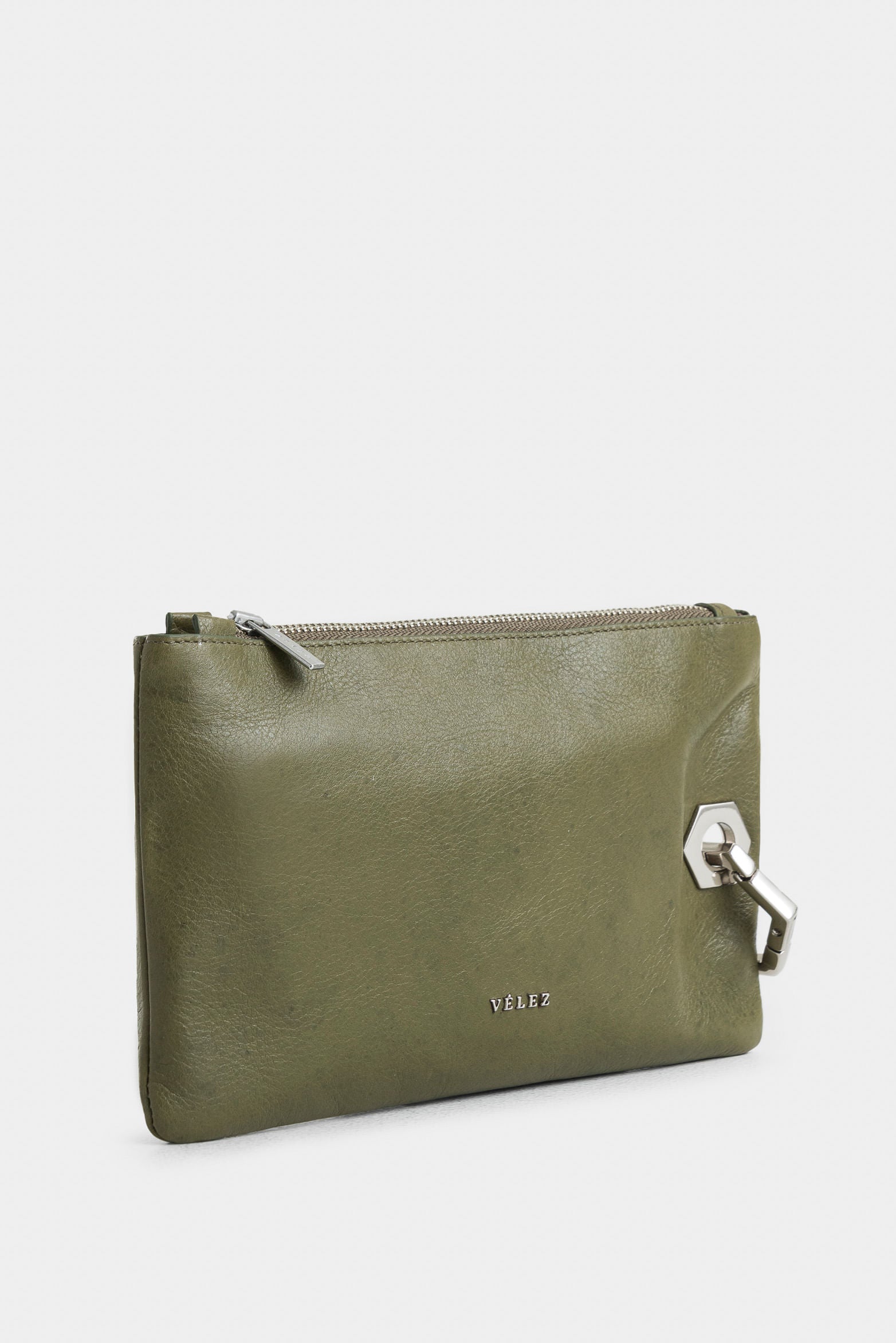 Lucia Leather Cosmetic Bag with Hexagonal Hardware