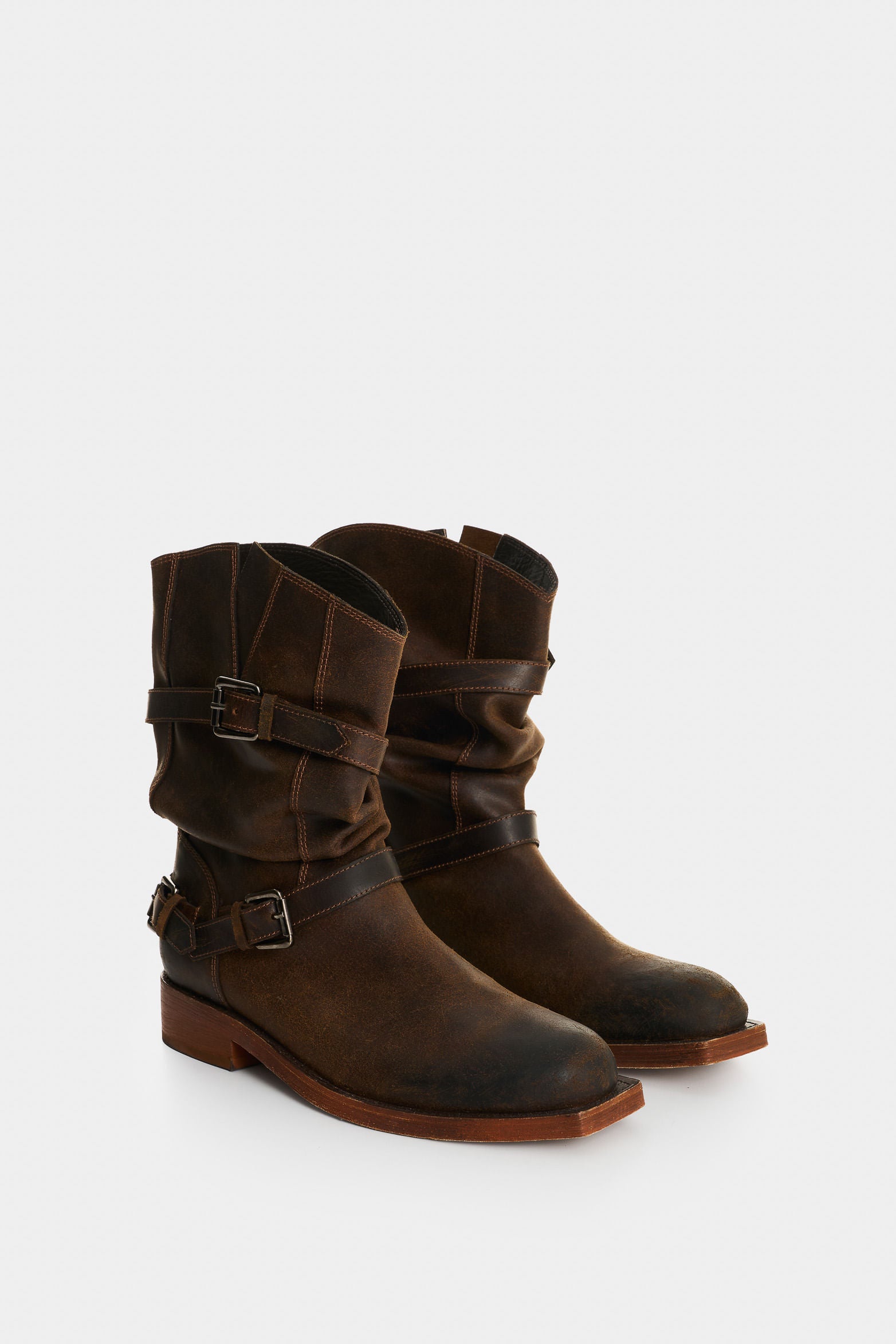 Women's Moto Distressed Leather Boots