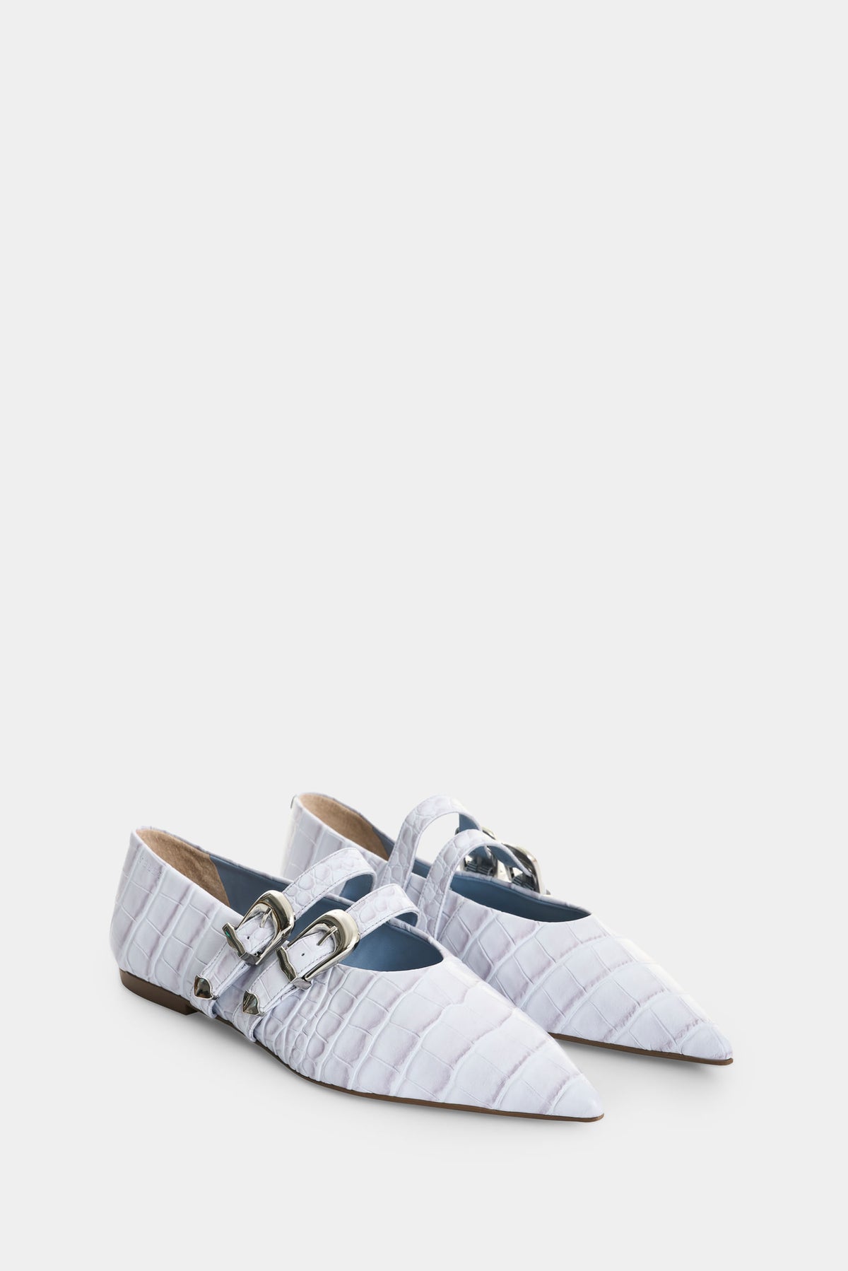 Women's Tulum Croc-Embossed Leather Ballet Flats