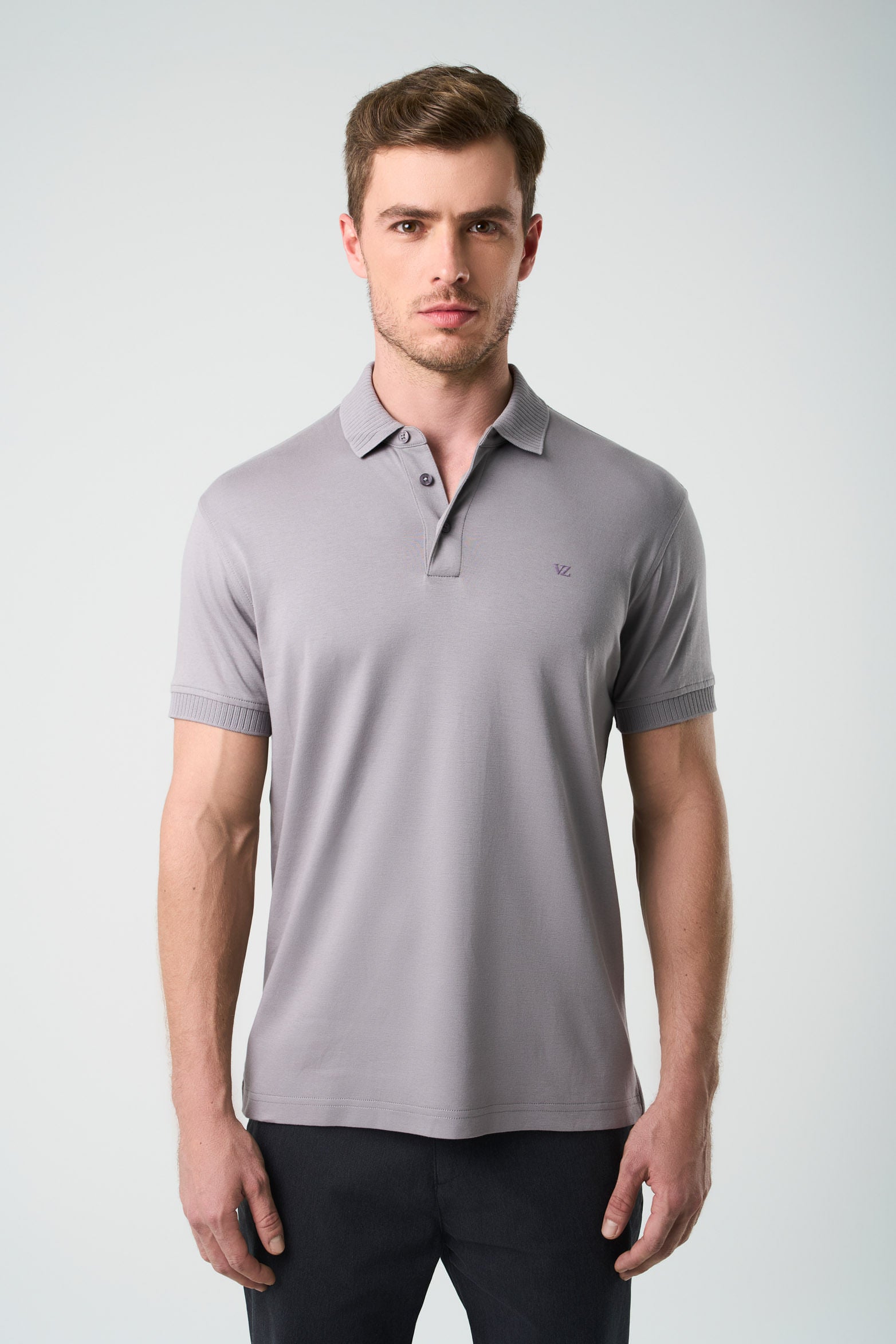 Alcor Short-Sleeve Polo for Men Ribbed Detail
