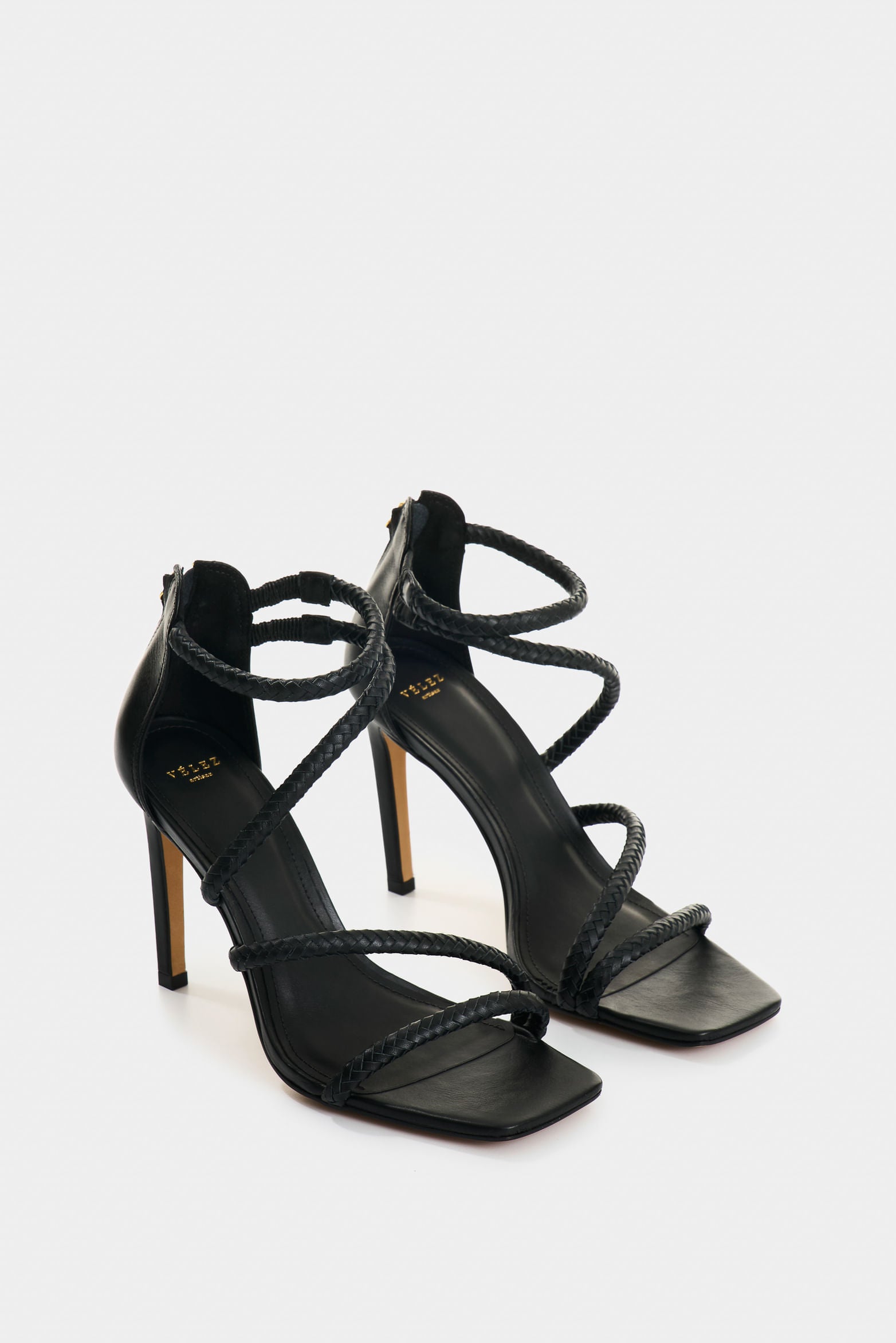 Leather Folia High Heel Sandals for Women with Braided Strap