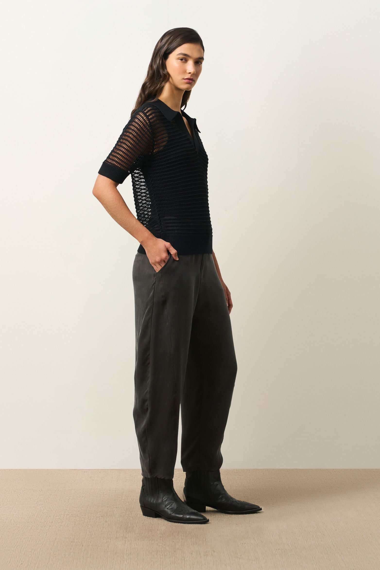 Loose-fit knit polo for women Lascar