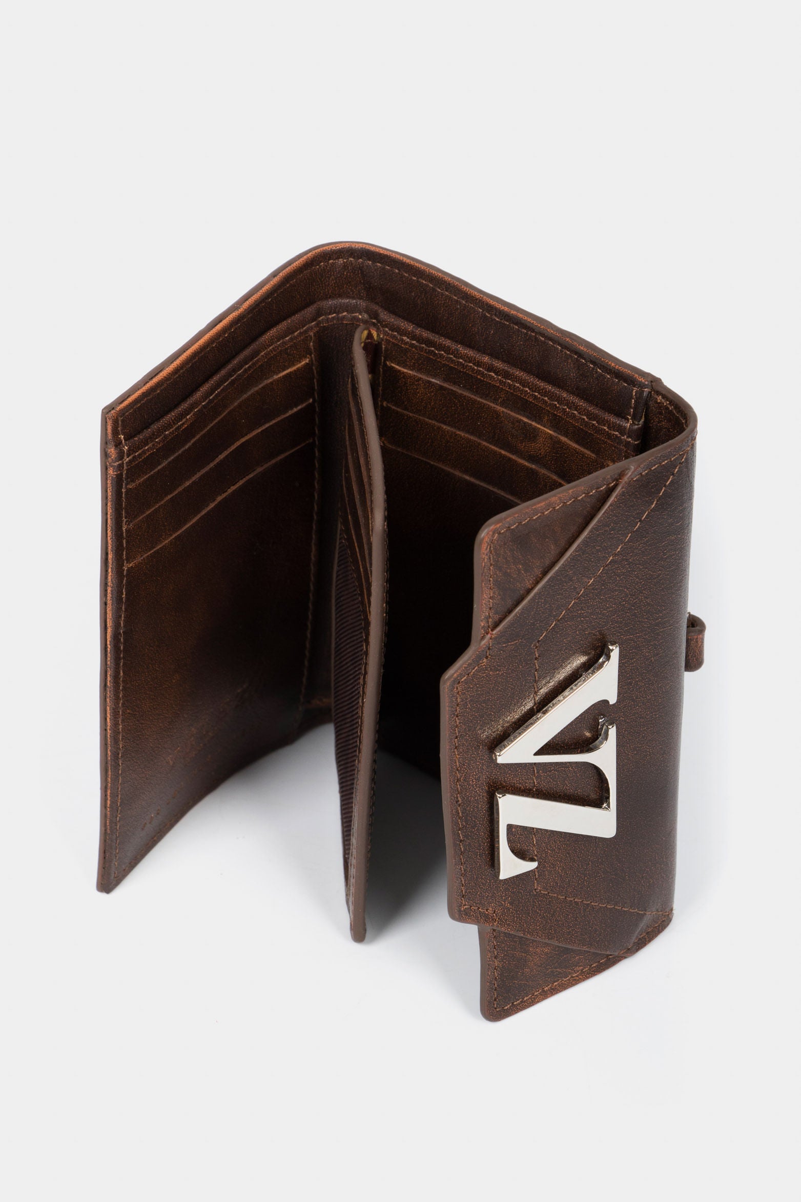 Women’s taupe VZ Monogram Embossed Leather Wallet in Honey