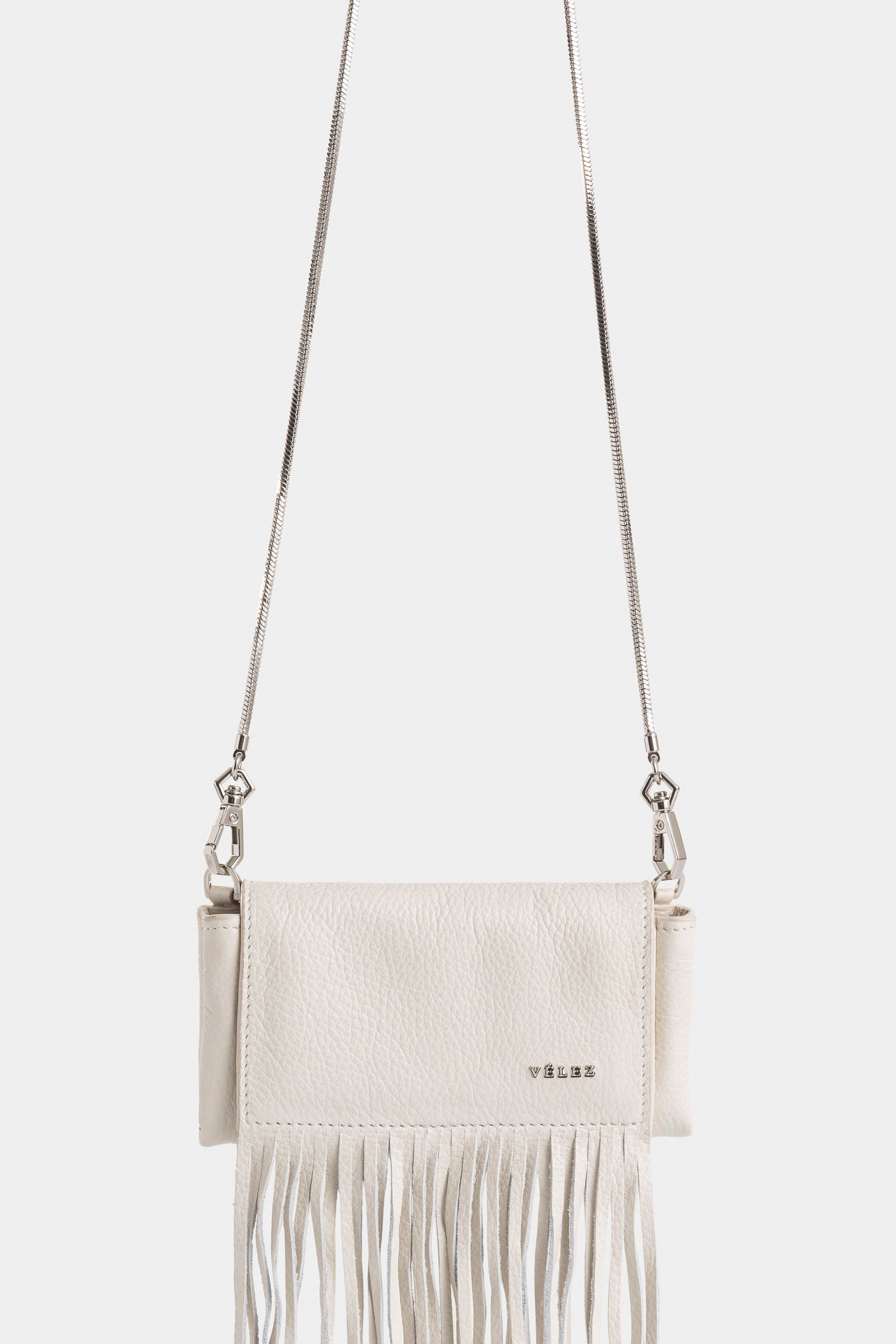 Mini Tabit cracked leather crossbody bag for women with fringes