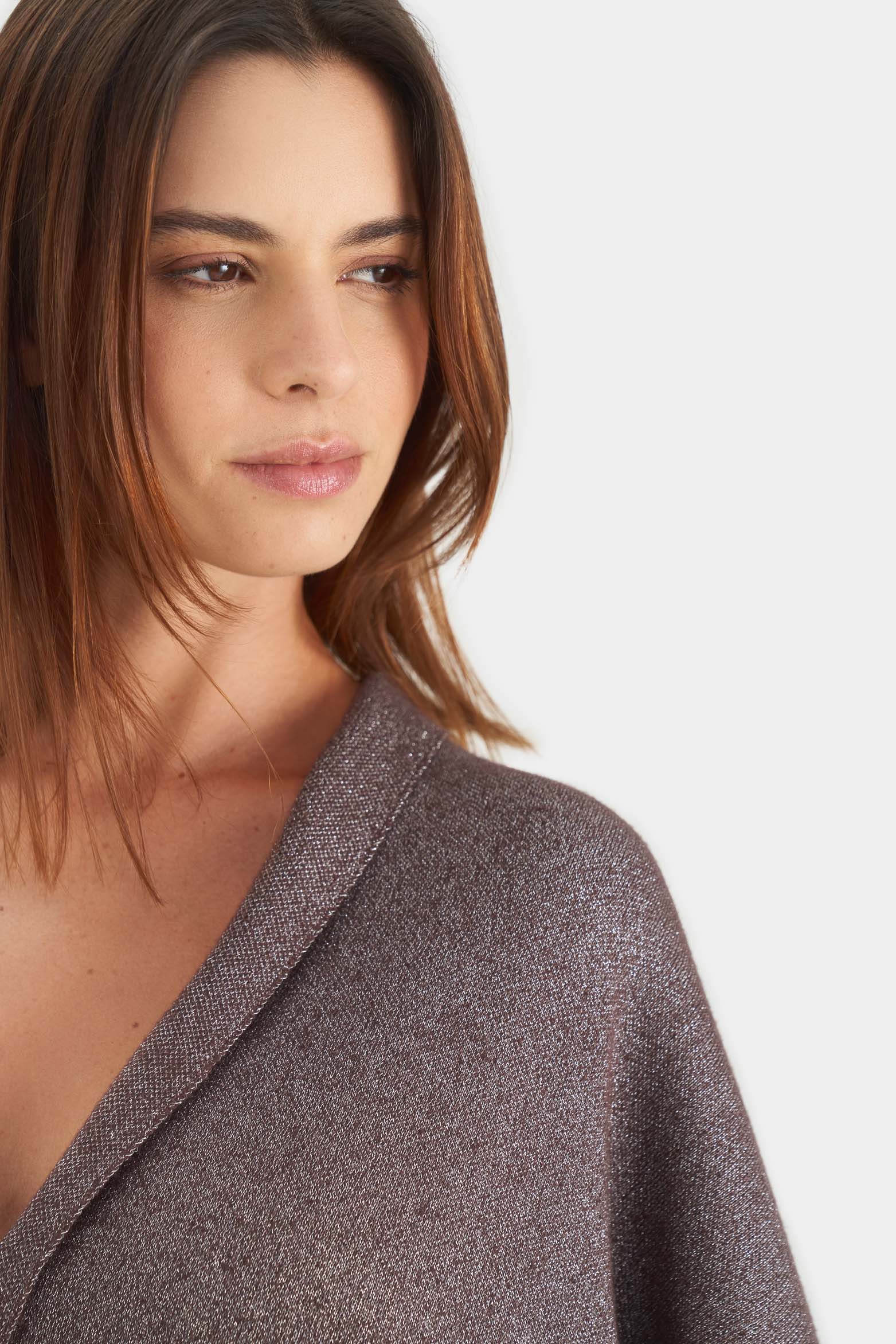 Iris Knitted Poncho for Women with Lurex Threads