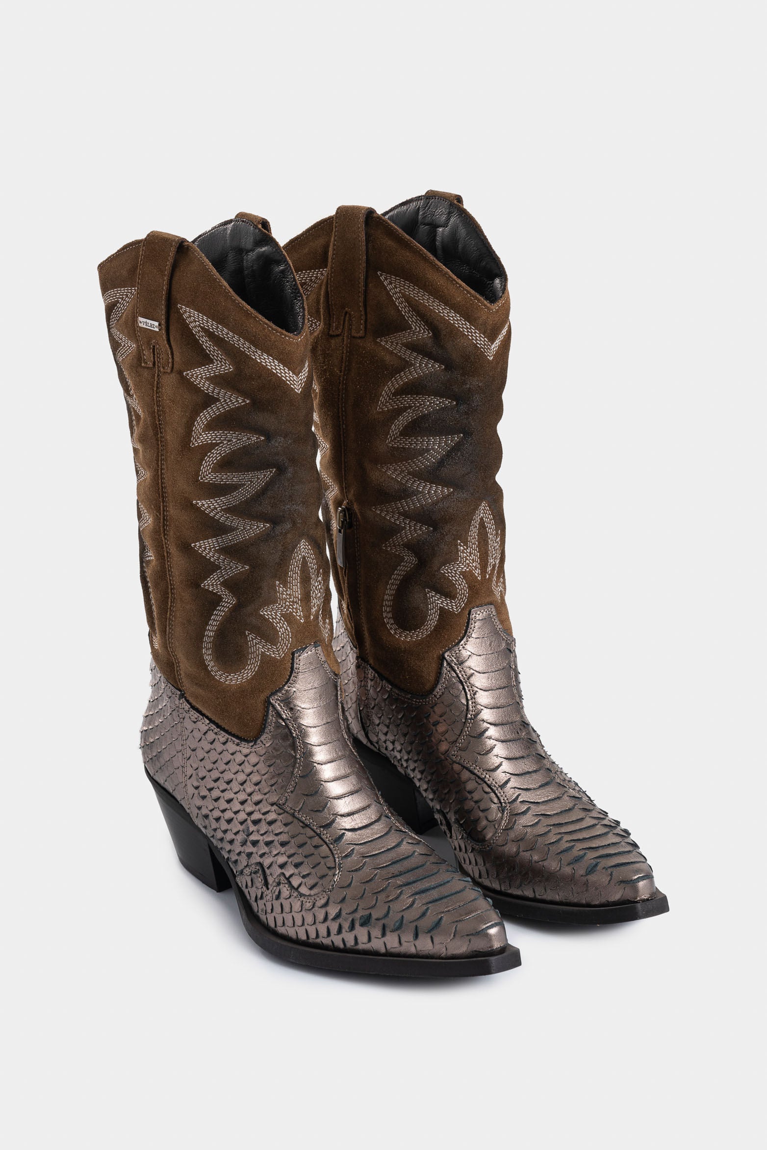 Alena Suede Leather Texan Boots for Women Rustic Finish