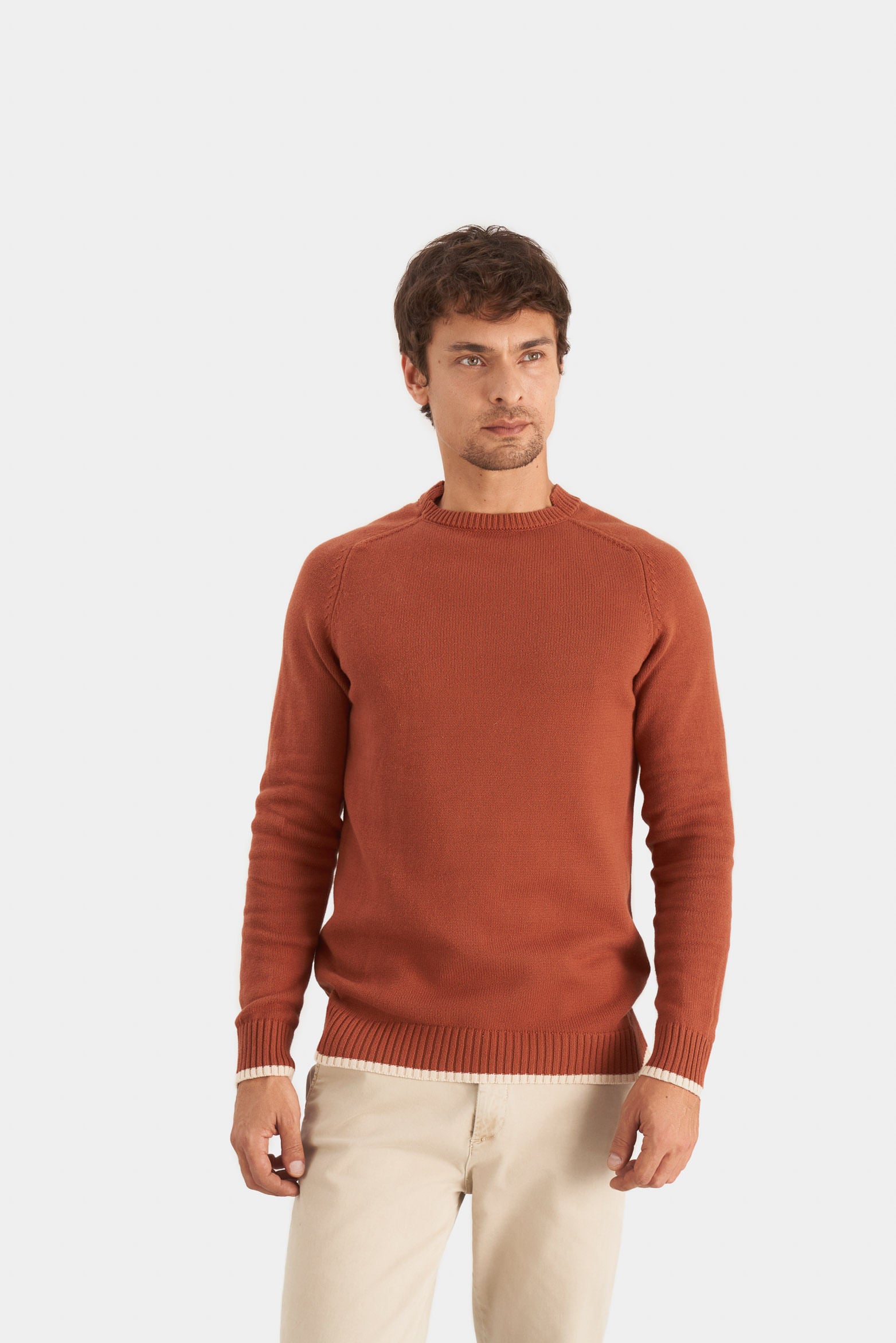 Men’s Corvus Cotton Knit Sweater with Contrasting Details