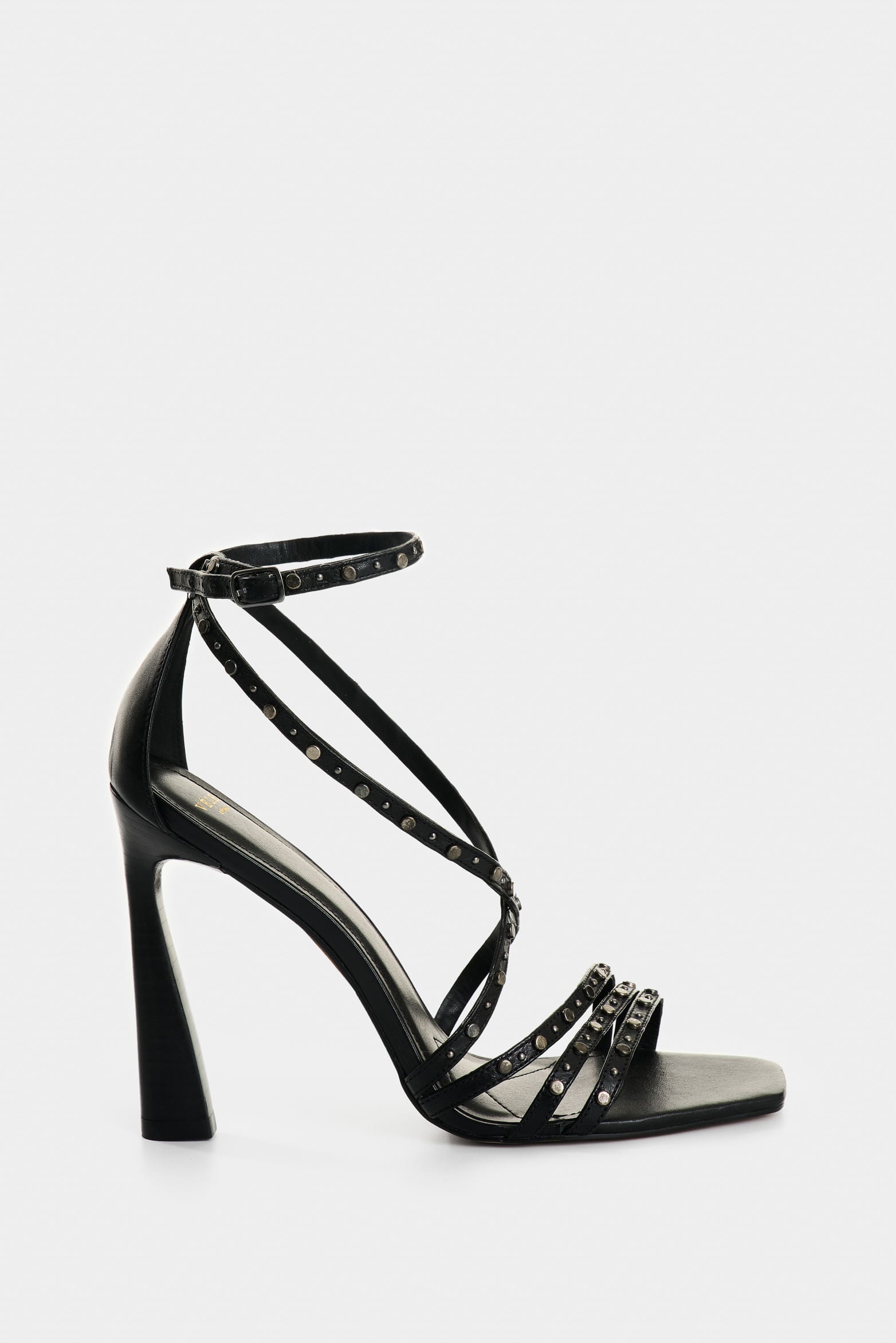 Solan studded leather heeled sandal for women