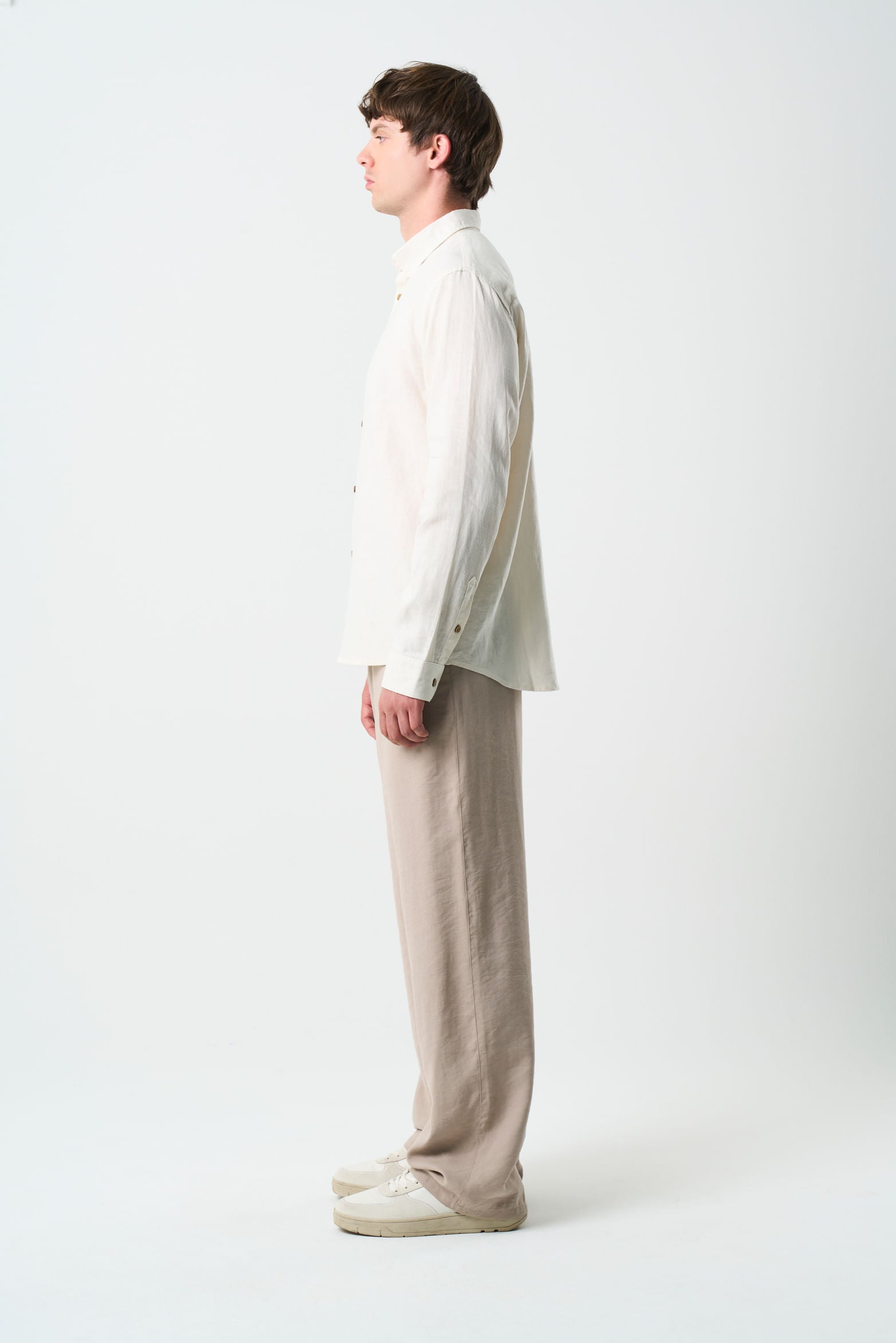 Roma Long Sleeve Linen Shirt for Men Semi Fitted