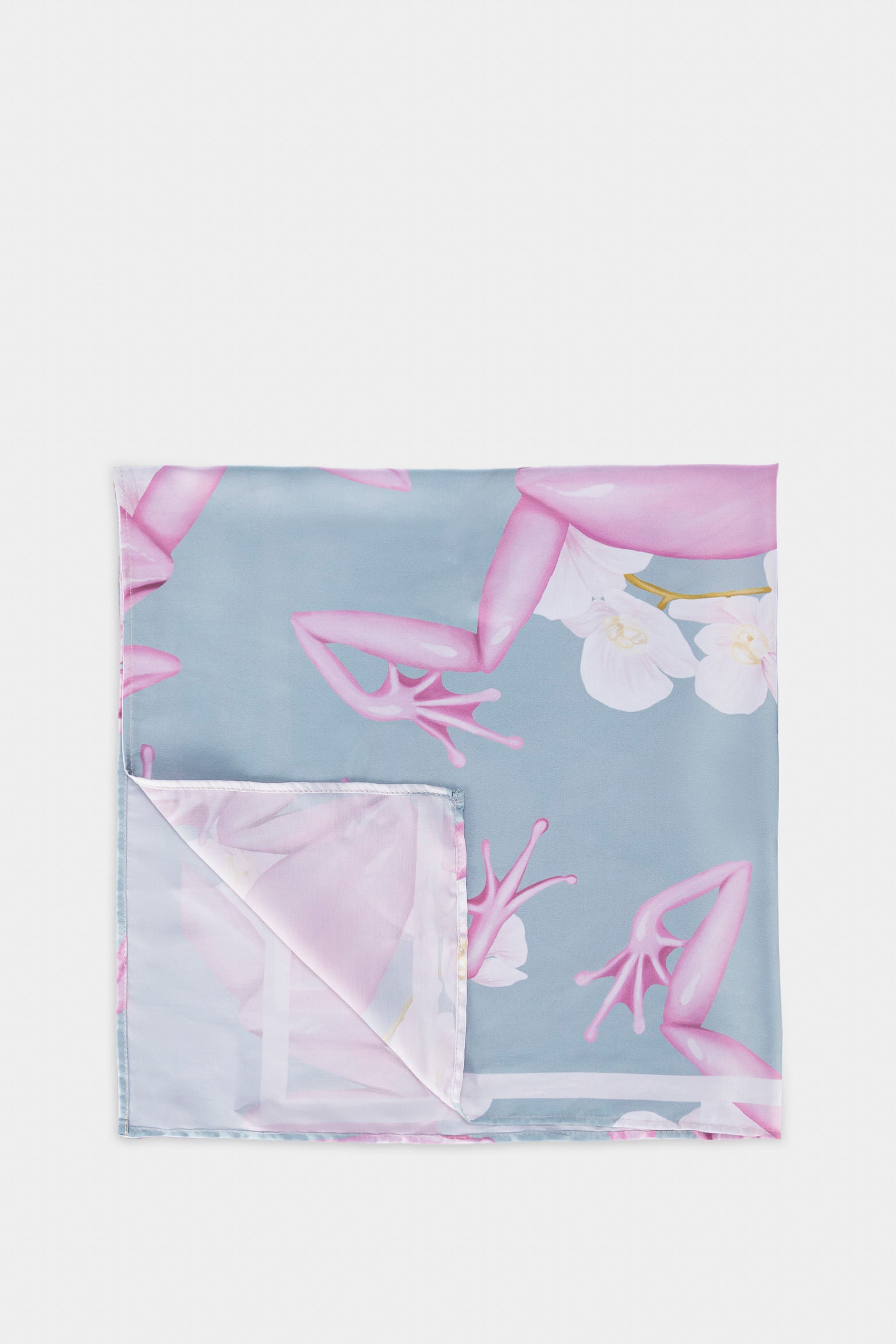 Women’s Frog Print Scarf in Aquamarine Flat Woven Fabric