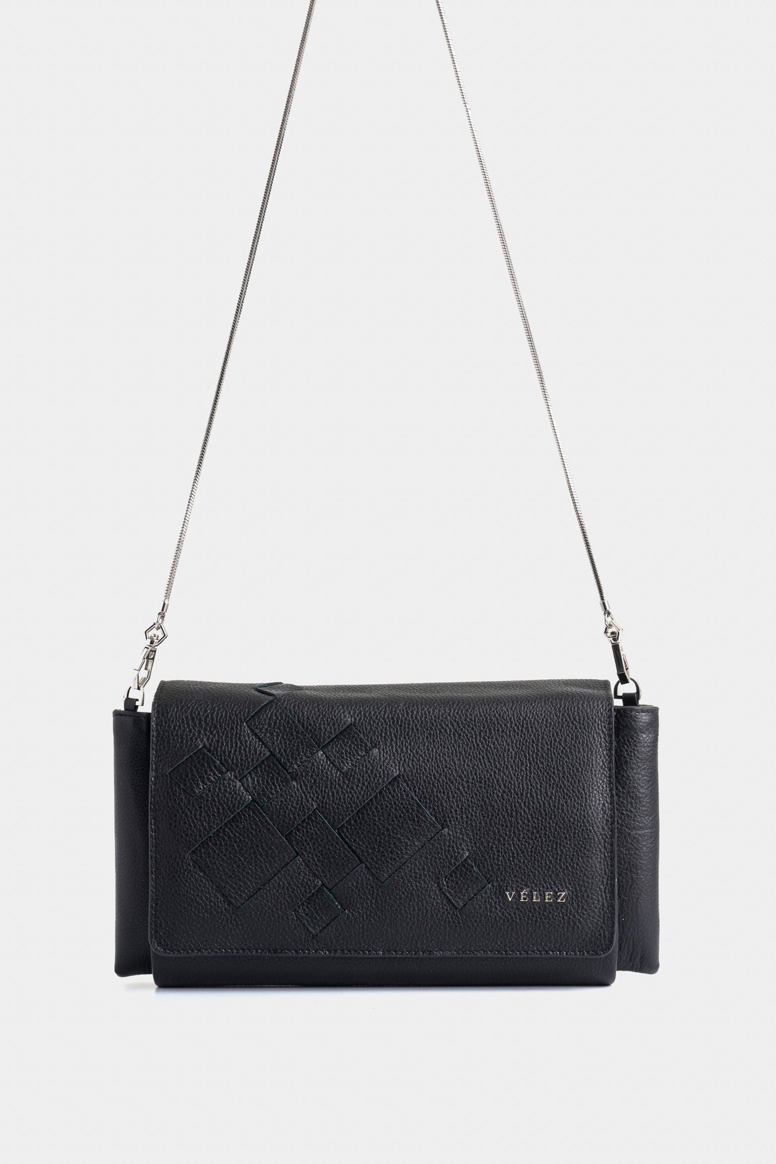 Mentha Leather Bowling Bag for Women with Woven Detail