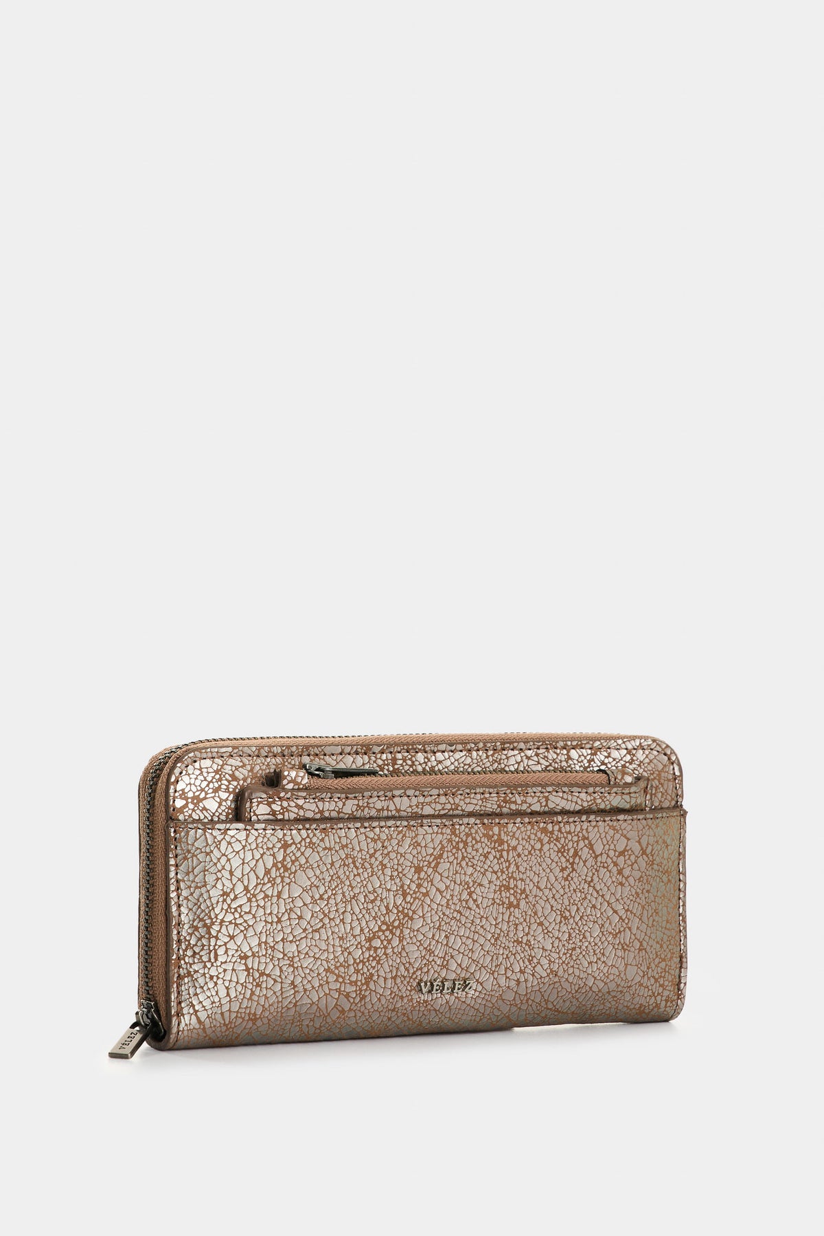 Metallic leather checkbook wallet for women Esmeralda