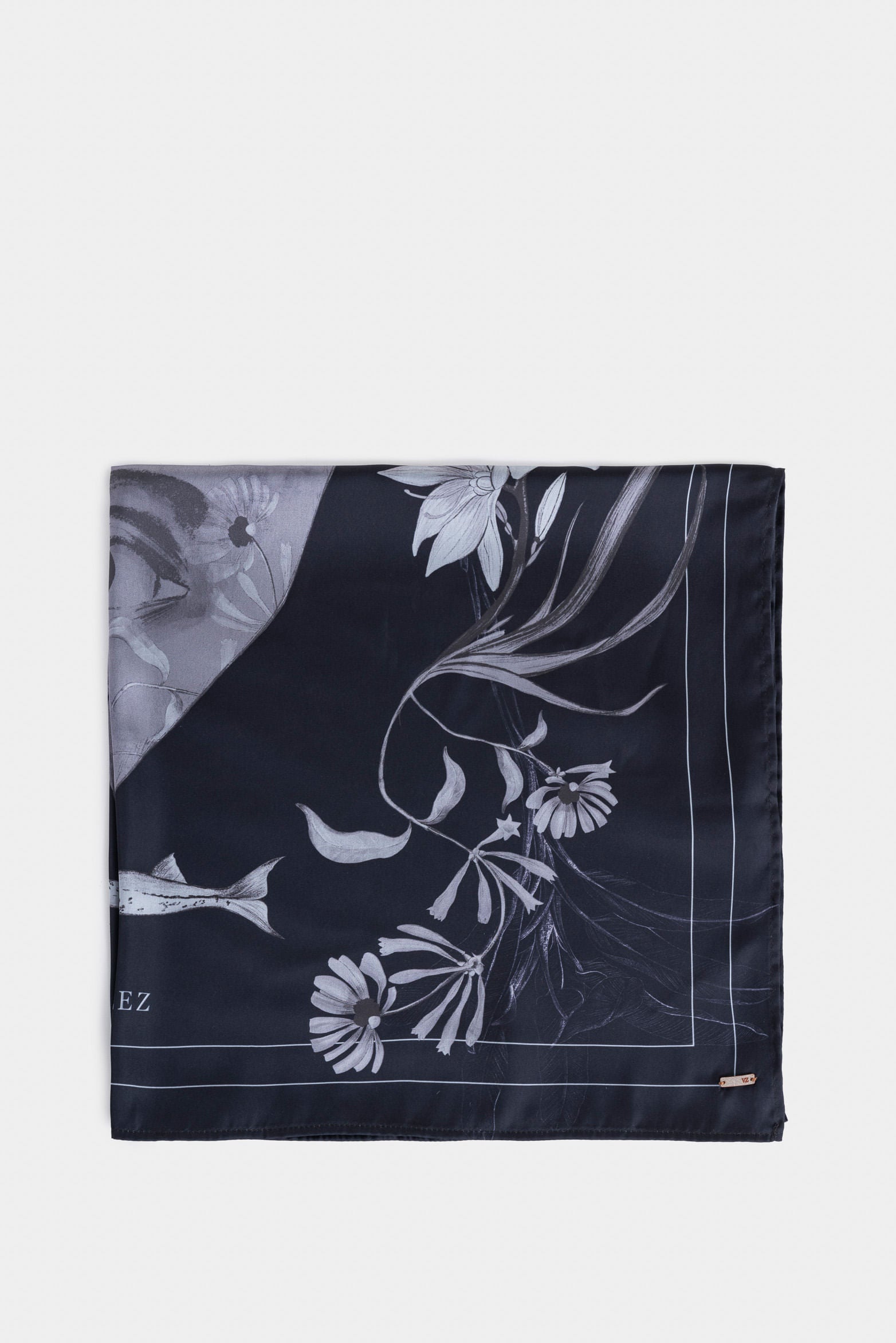 Small Indigo Scarf for Women with Print