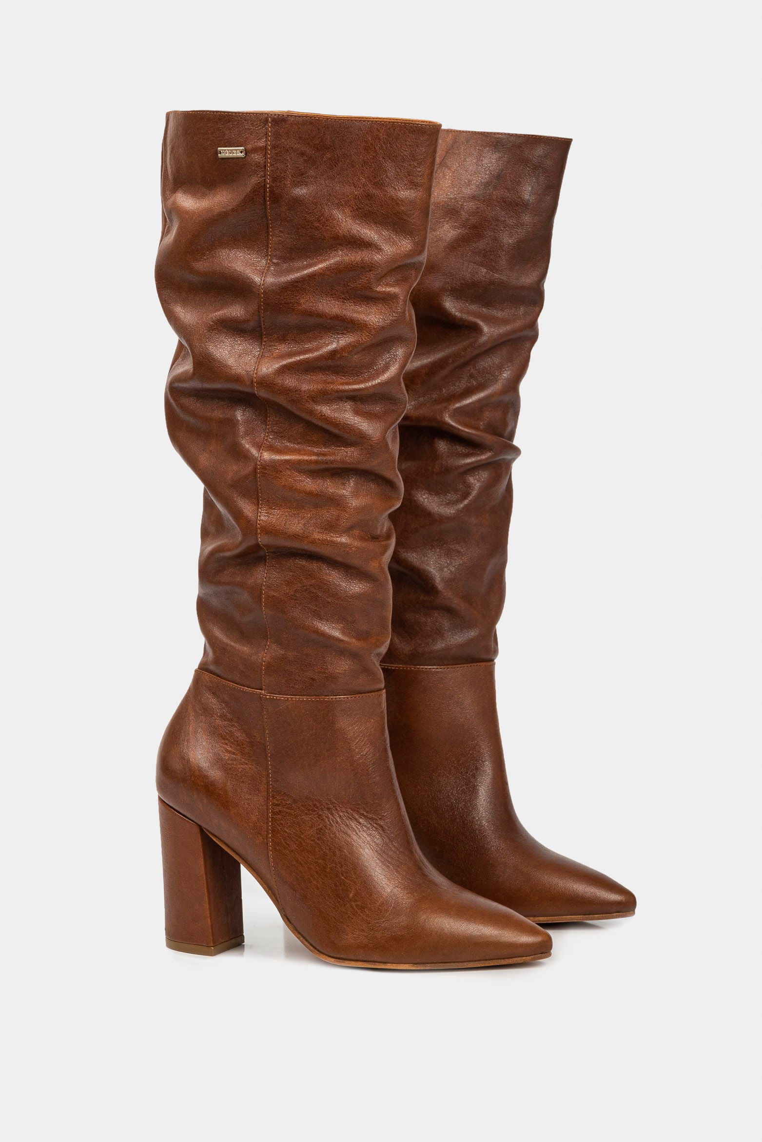 Women’s Kaskai Tall Leather Boots in Honey with Pointed Toe