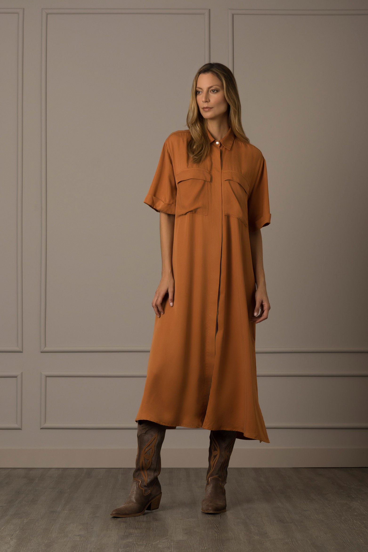 Women’s Citara Shirt Dress with Subtle Shine