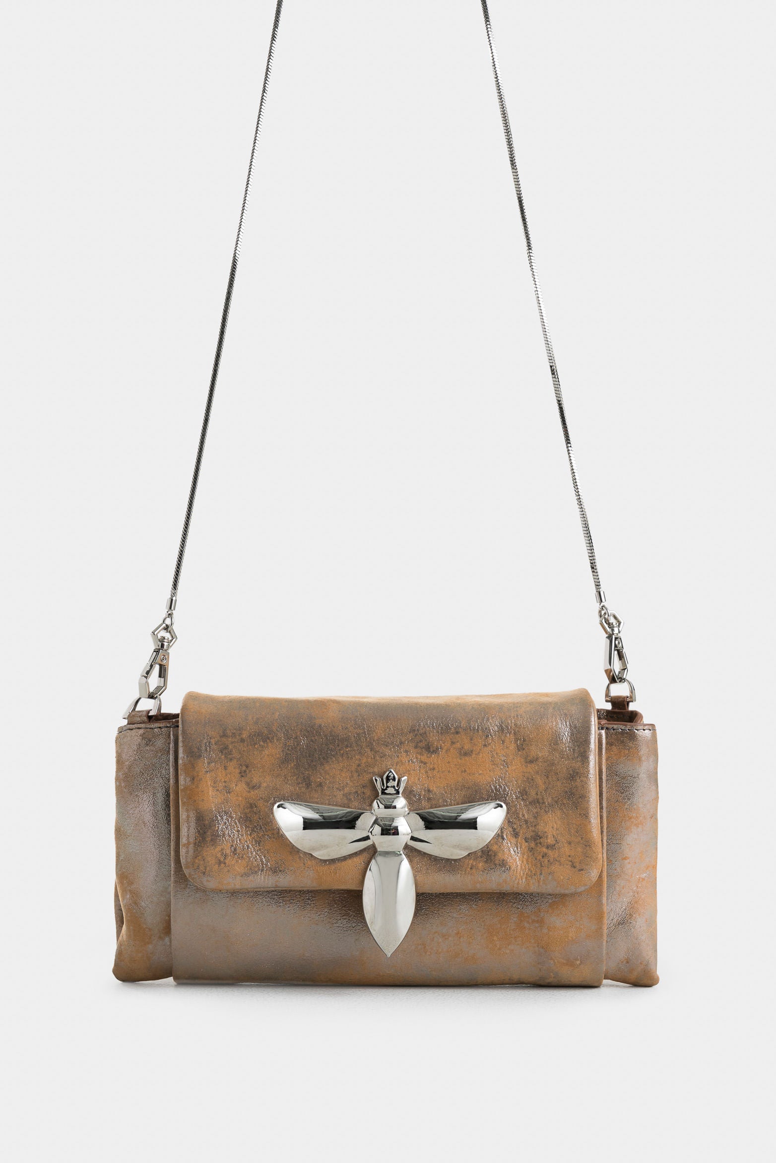 Iris Folia Leather Hands-Free Bag for Women with Bee Insignia