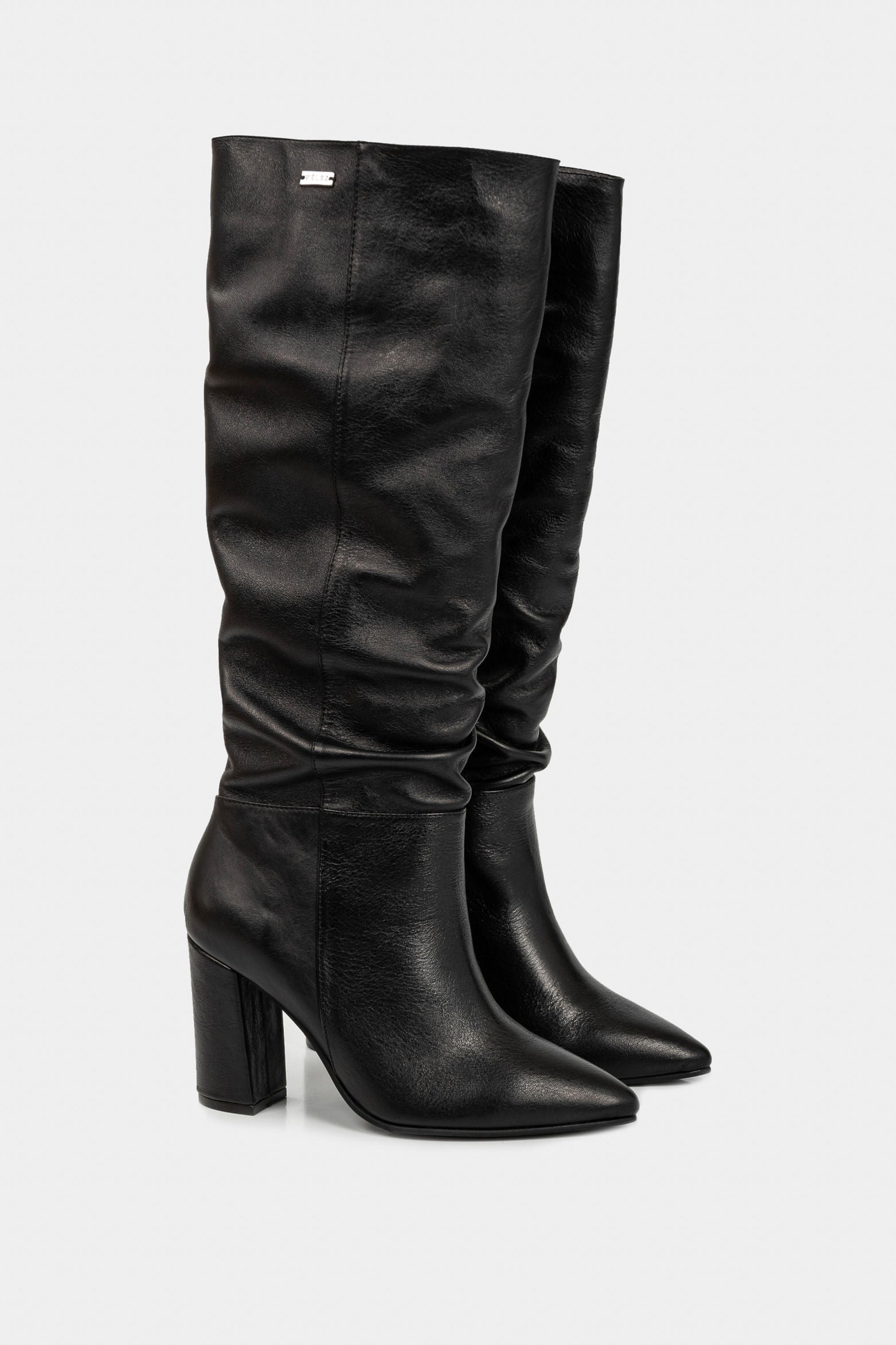 Women’s Kaskai Tall Leather Boots in Black with Pointed Toe