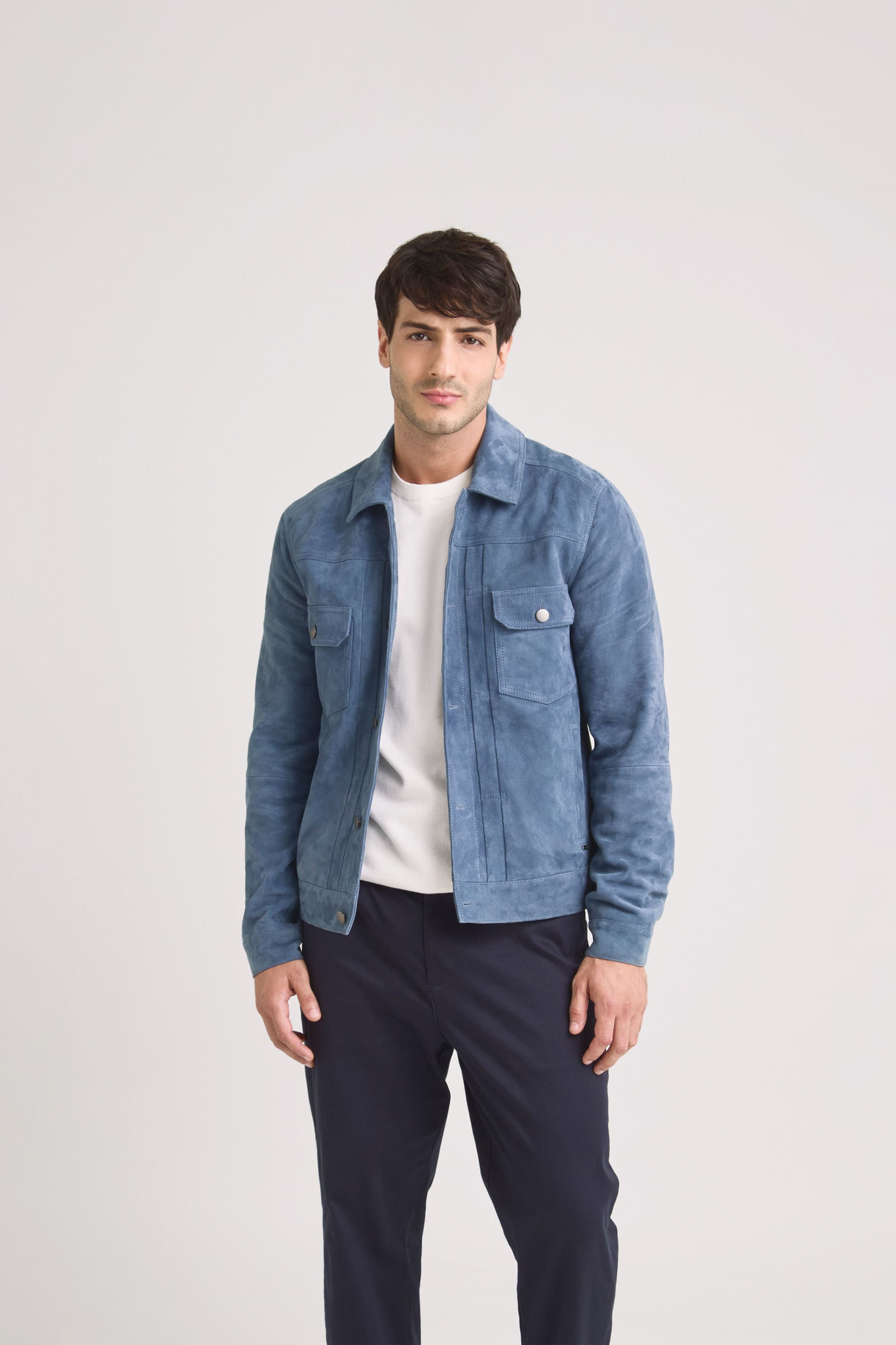 Zambezeuede Jacket for Men withhirt Collar Lilac