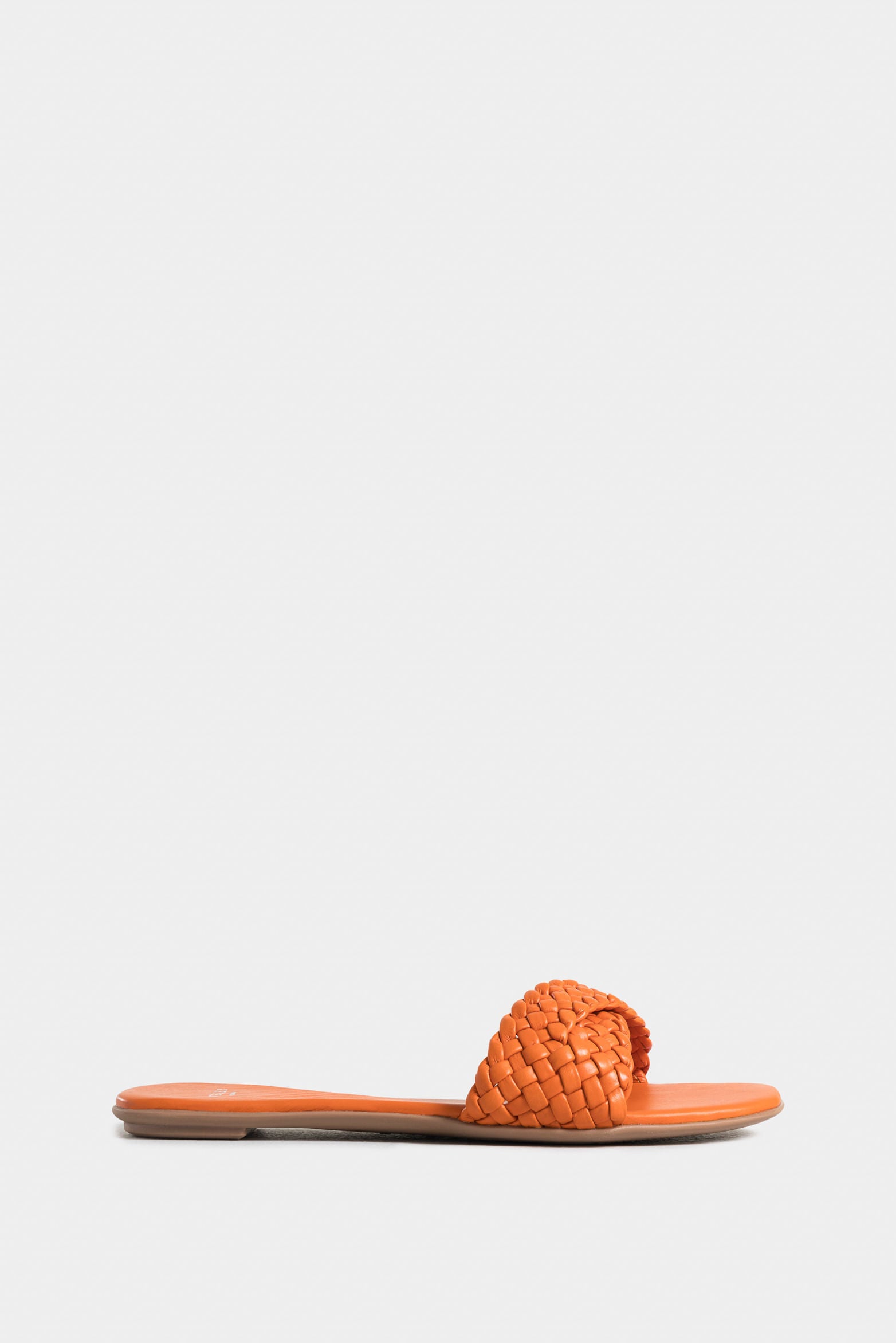 Women’s Venice Flat Sandals in Orange Leather with Braided Upper