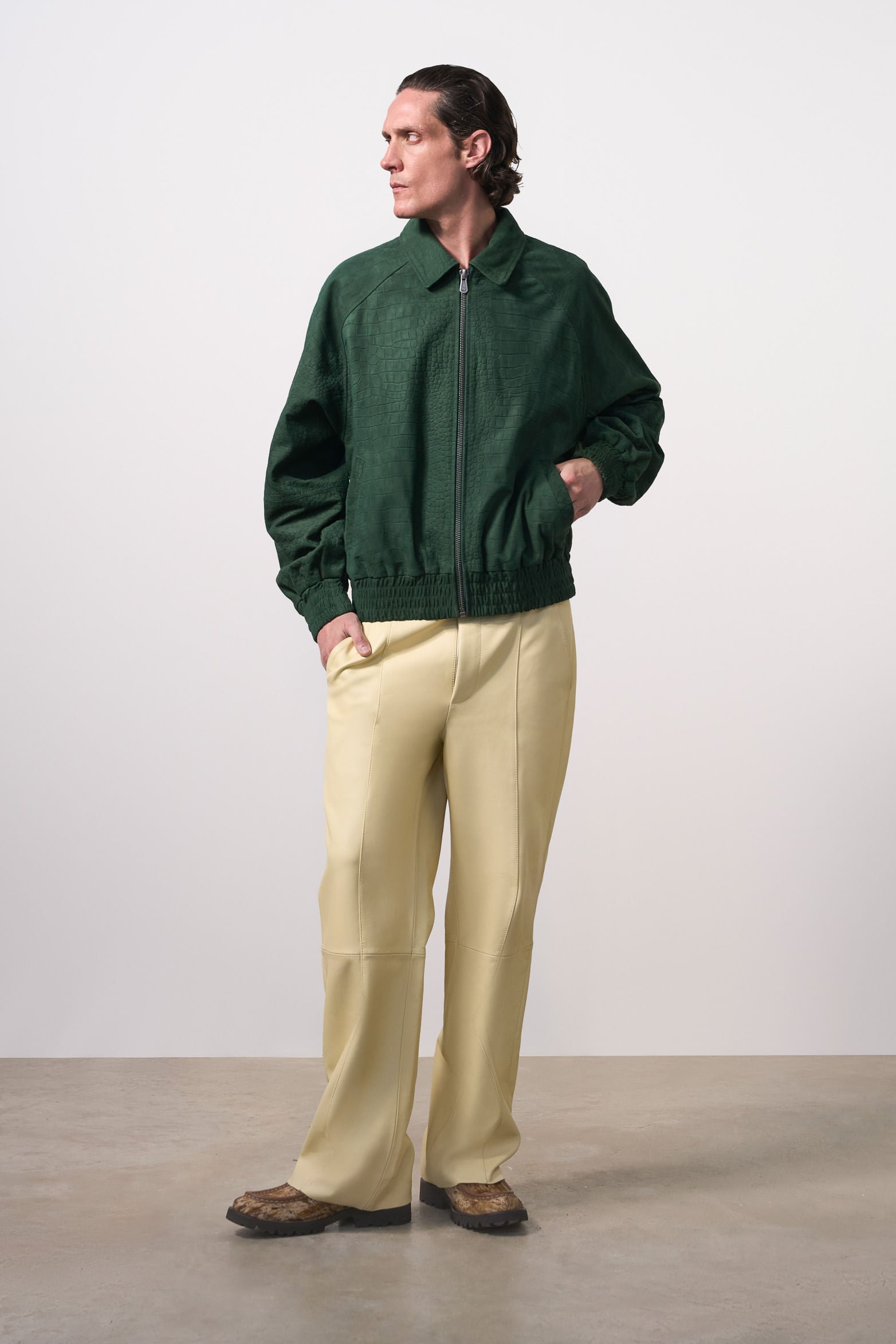 Men's Croco Suede Bomber Jacket