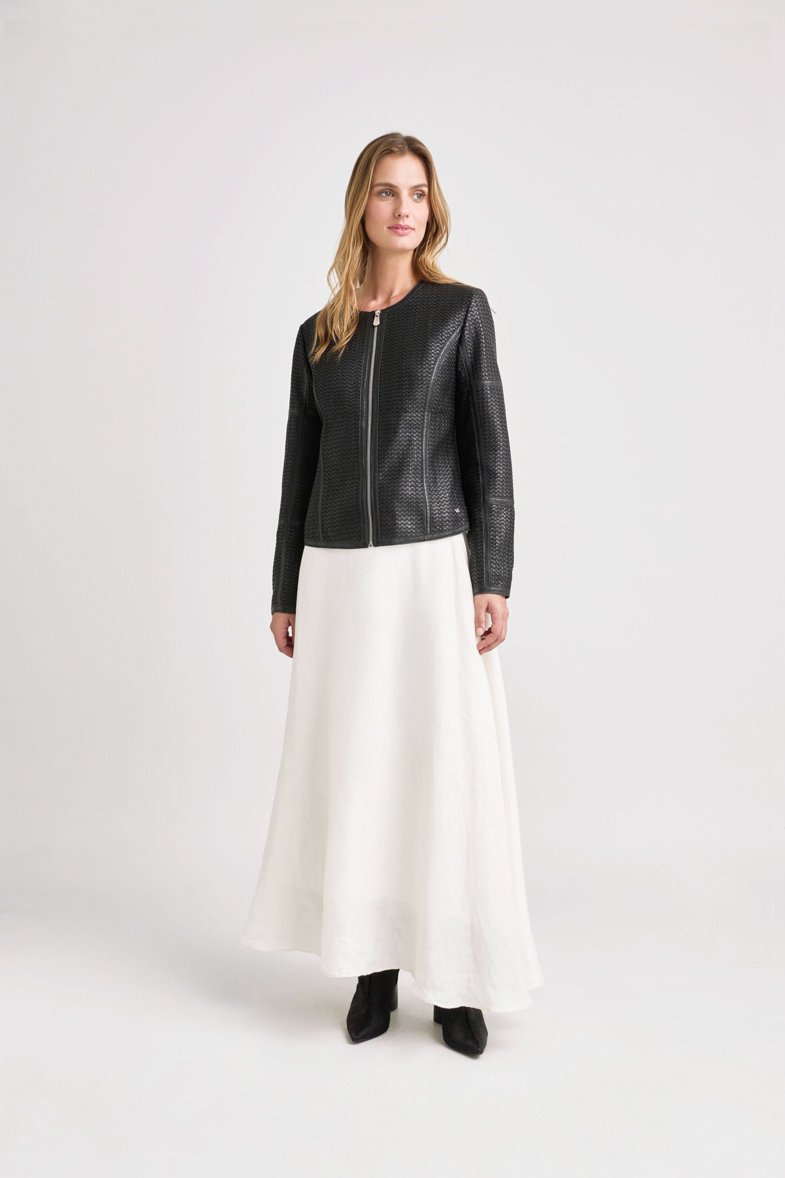 Woven Leather Jacket for Women