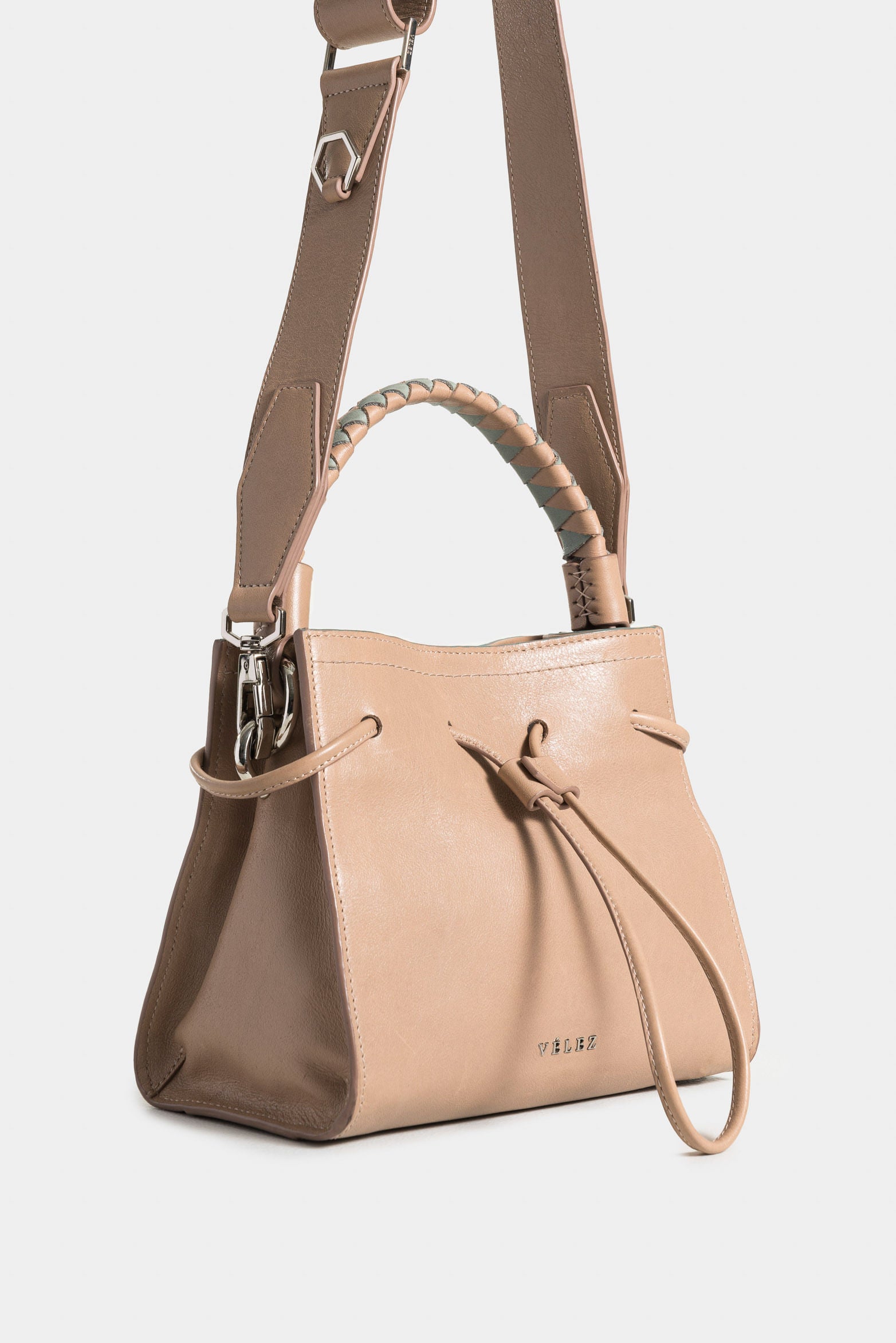 Pers Leather Hands-Free Bag for Women with Braided Handle