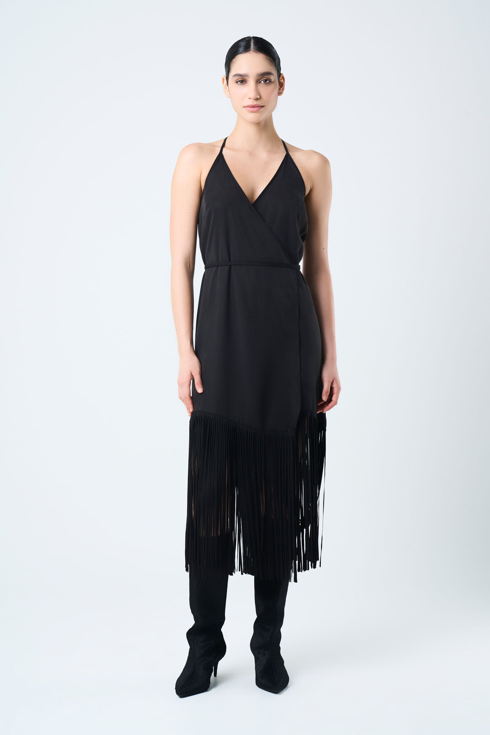 Alhena Wrap Dress for Women with Fringe