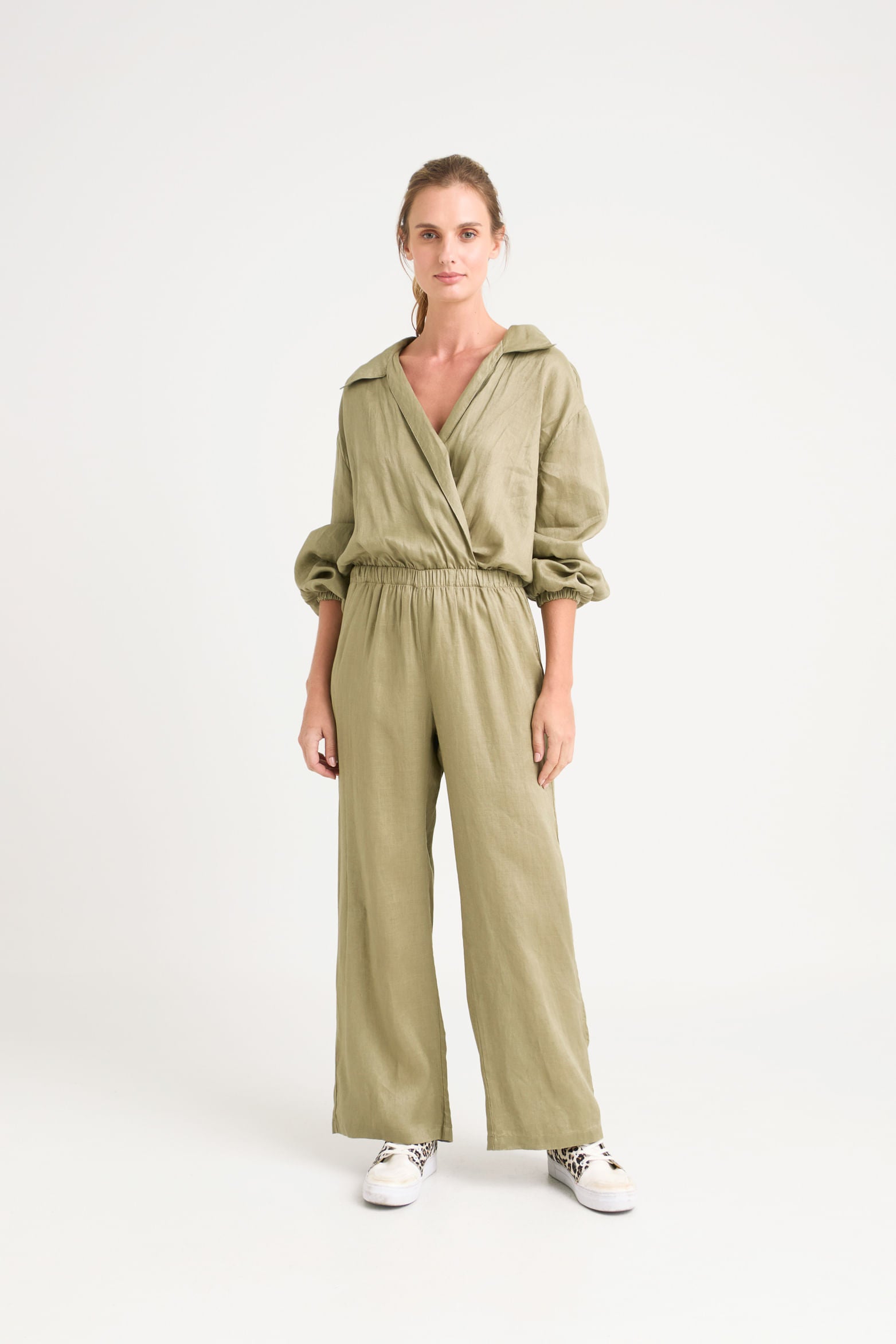 Aurora Semi-Loose Linen Jumpsuit for Women
