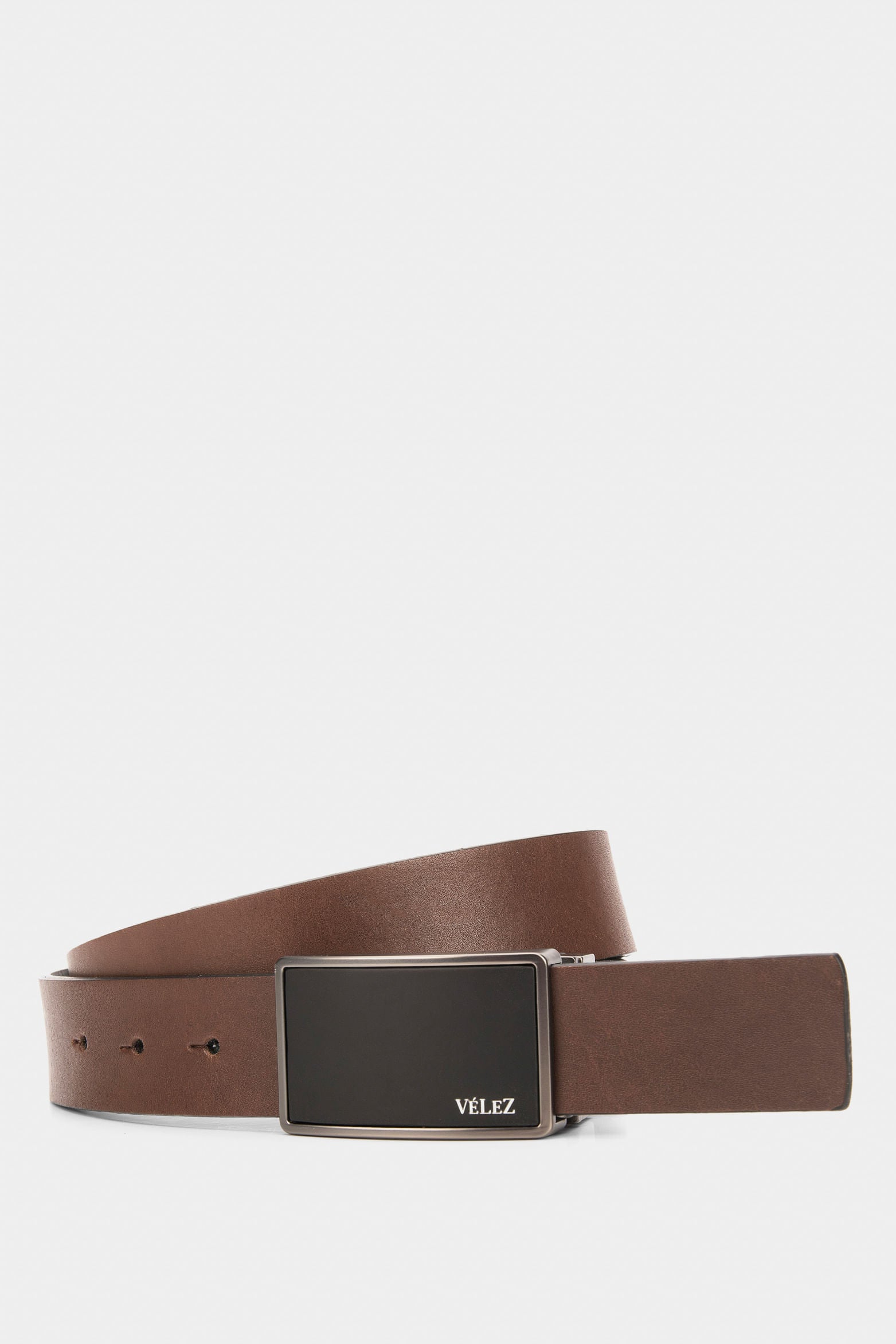 Mate Reversible Two-Tone Leather Belt with Metal Plate Buckle